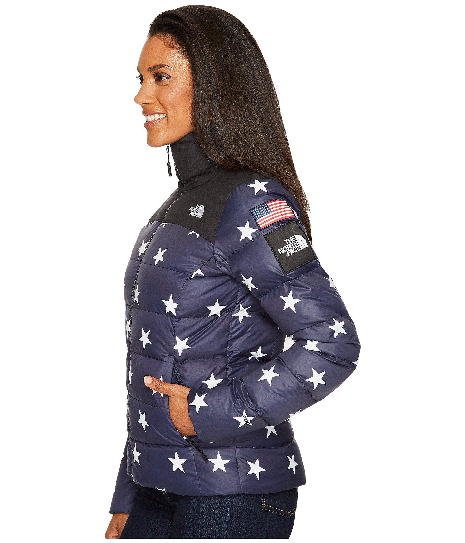 The North Face International Collection Nuptse Jacket (cosmic Blue Star Print) Coat | Lyst