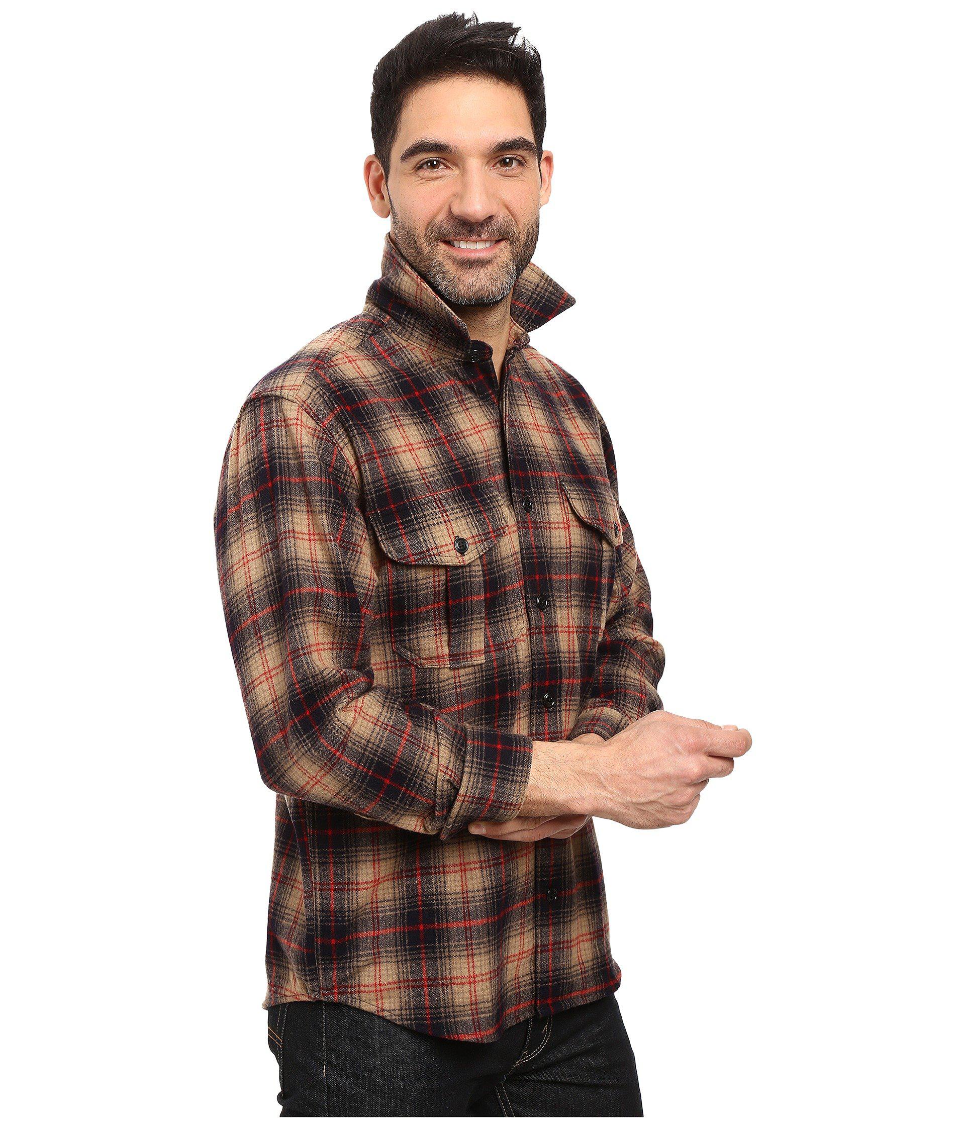 Filson Northwest Wool Shirt in Navy/Tan 