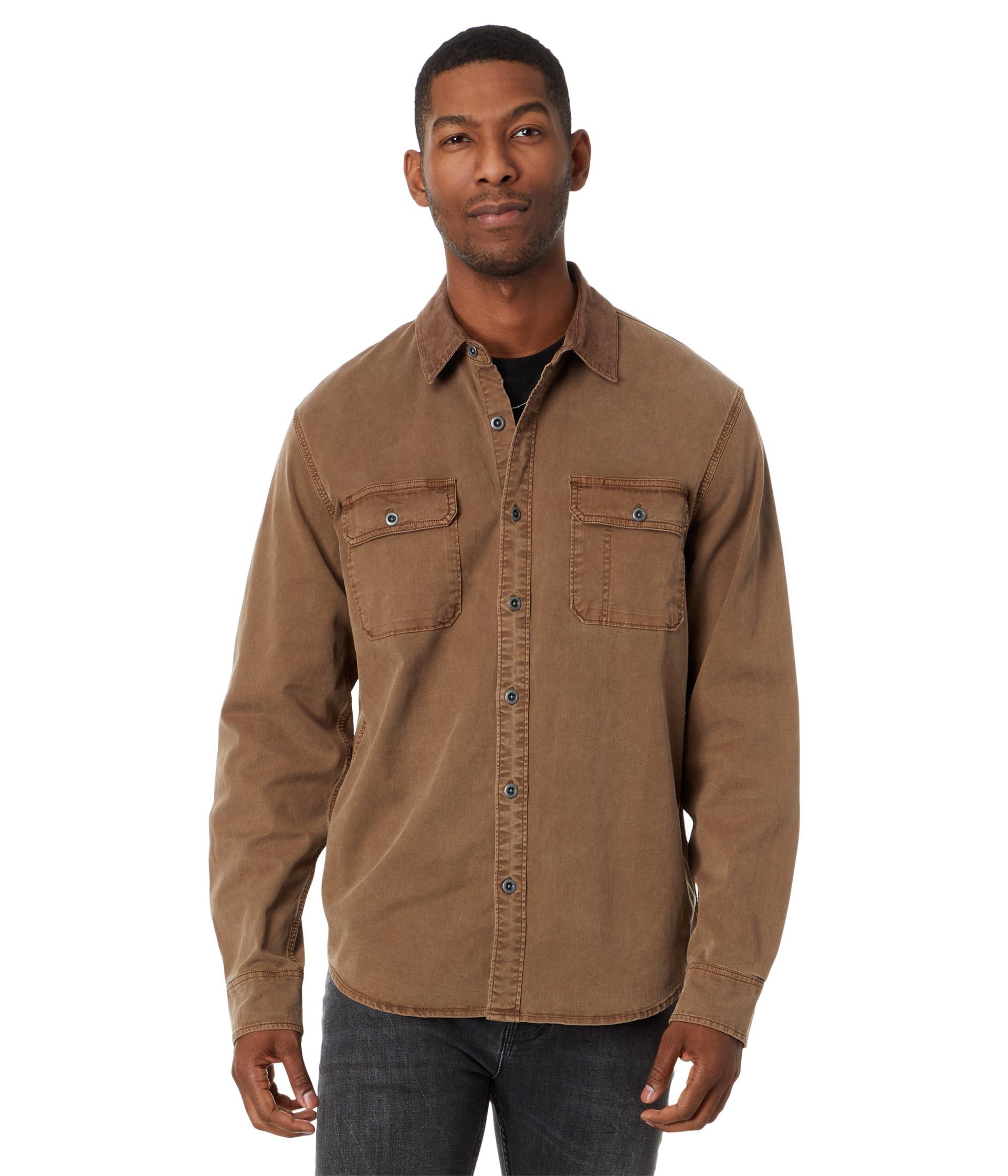 Lucky Brand Corduroy Collar Washed Workwear Long Sleeve Shirt in Brown ...