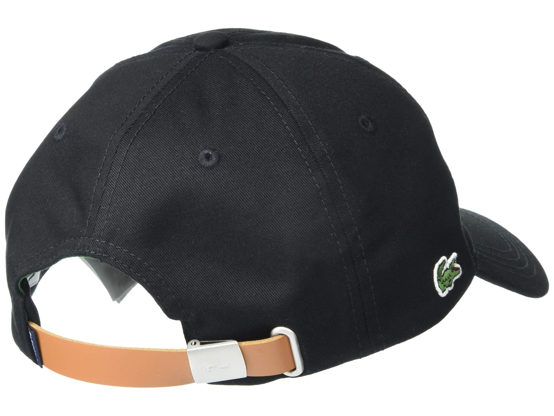 Lacoste Side Croc Twill Leather Strapback Cap in Black for Men | Lyst