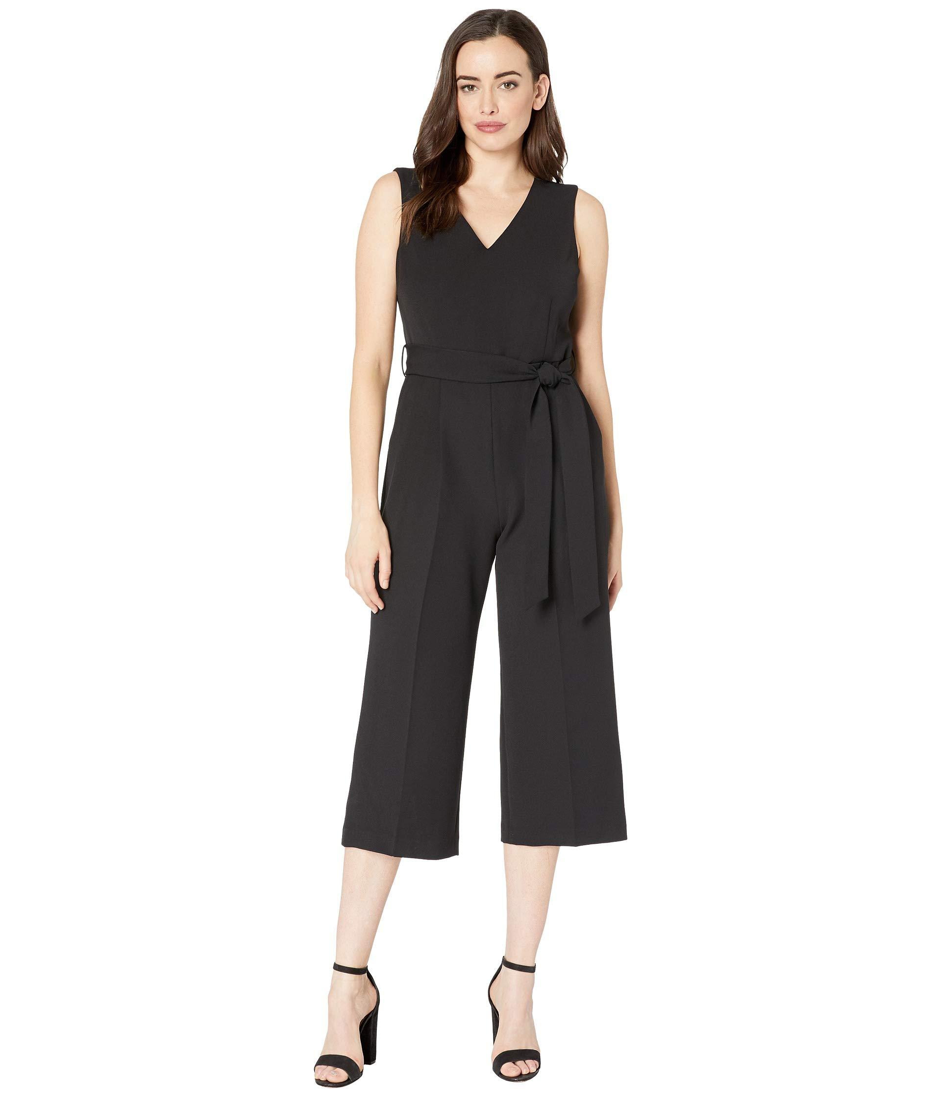 Vince Camuto Synthetic Sleeveless V-neck Belted Poly Base Jumpsuit in ...