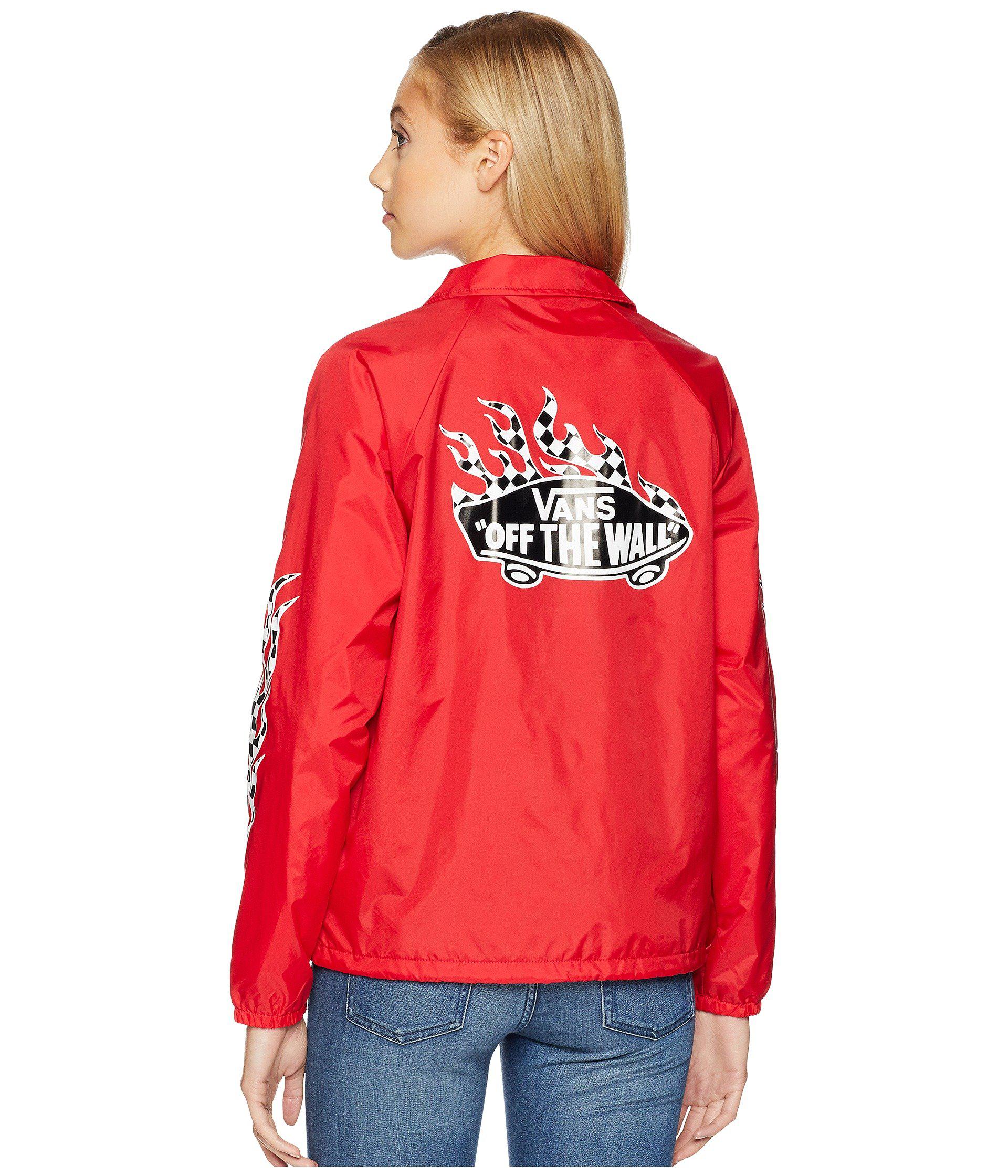 vans checkerboard flame red coaches jacket