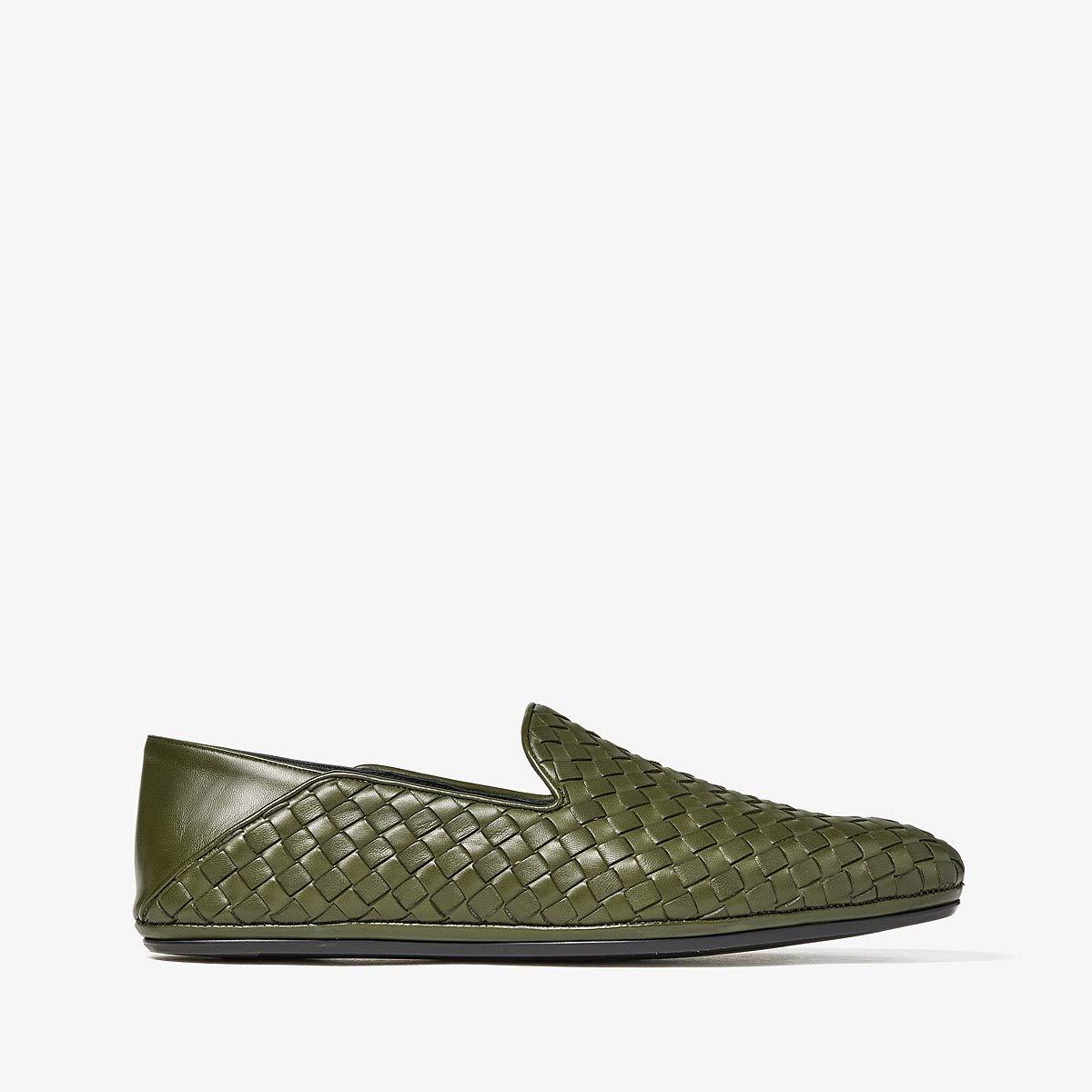 Bottega Veneta Leather Fiandra Intrecciato Loafer in Green for Men - Lyst