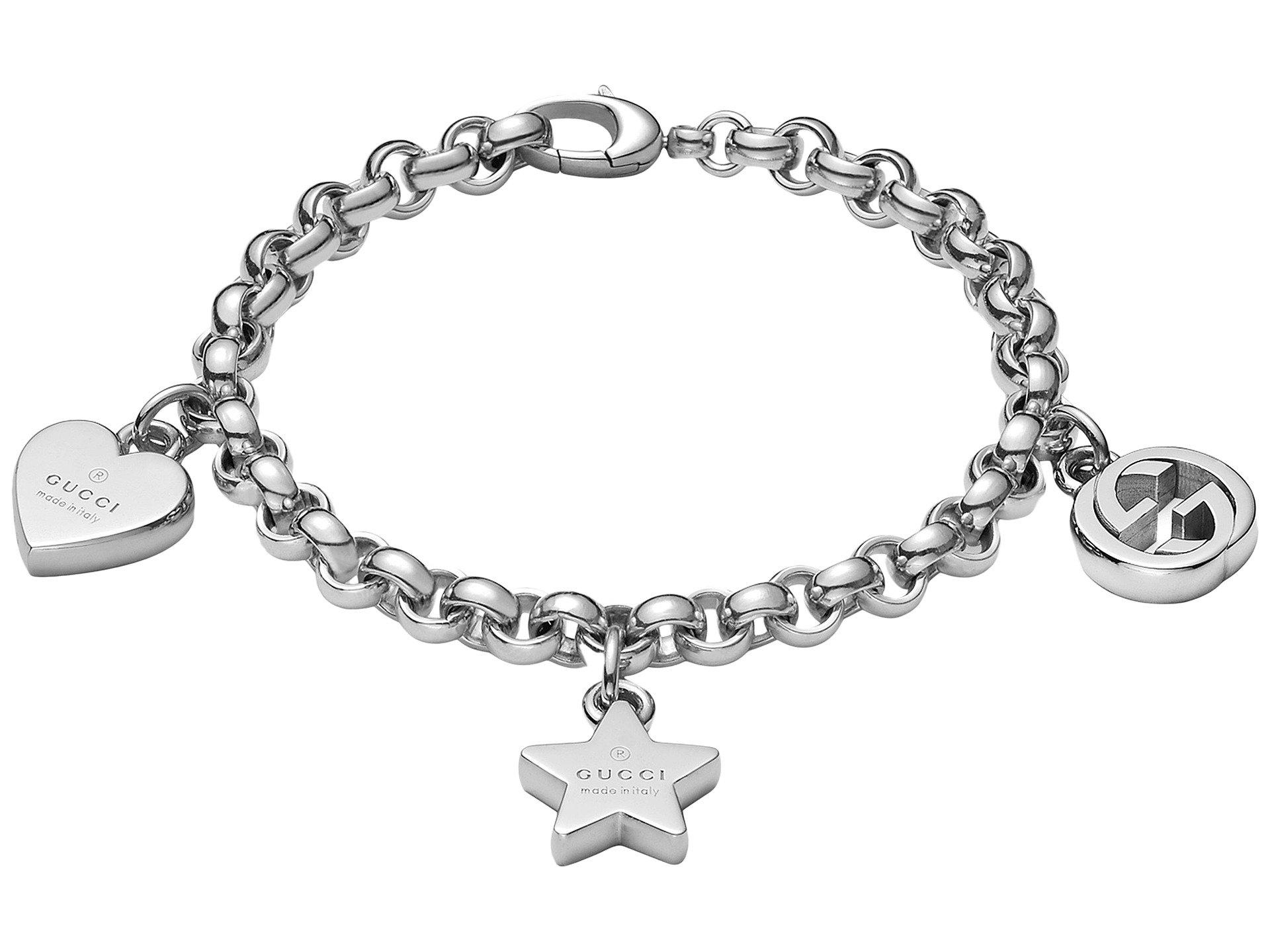 Modsigelse bunke Interconnect Gucci Trademark Bracelet W/ Heart, Star And Interlocking G Charms in  Metallic | Lyst