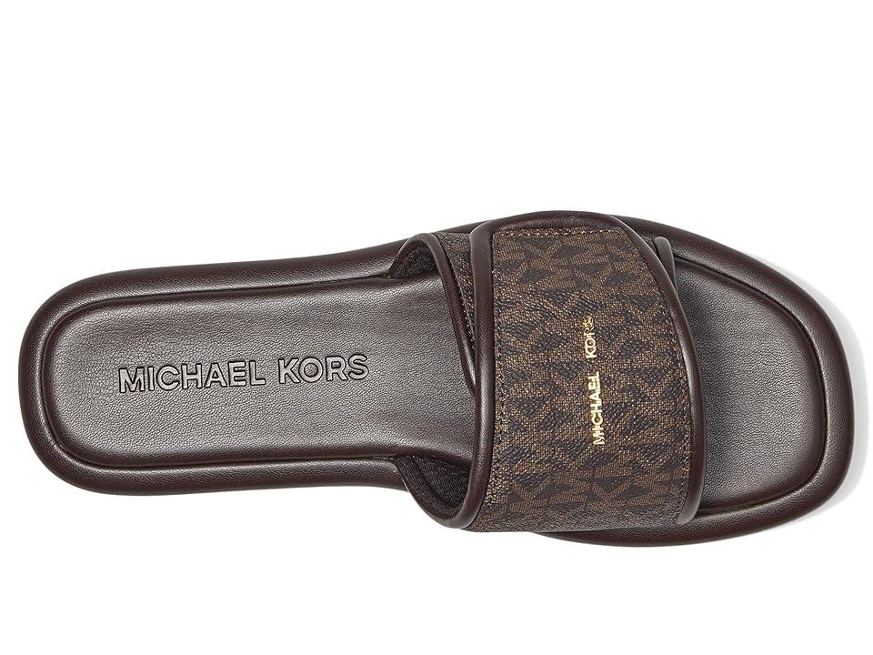 MICHAEL Michael Kors Suki Flat Slide Sandals in Brown | Lyst