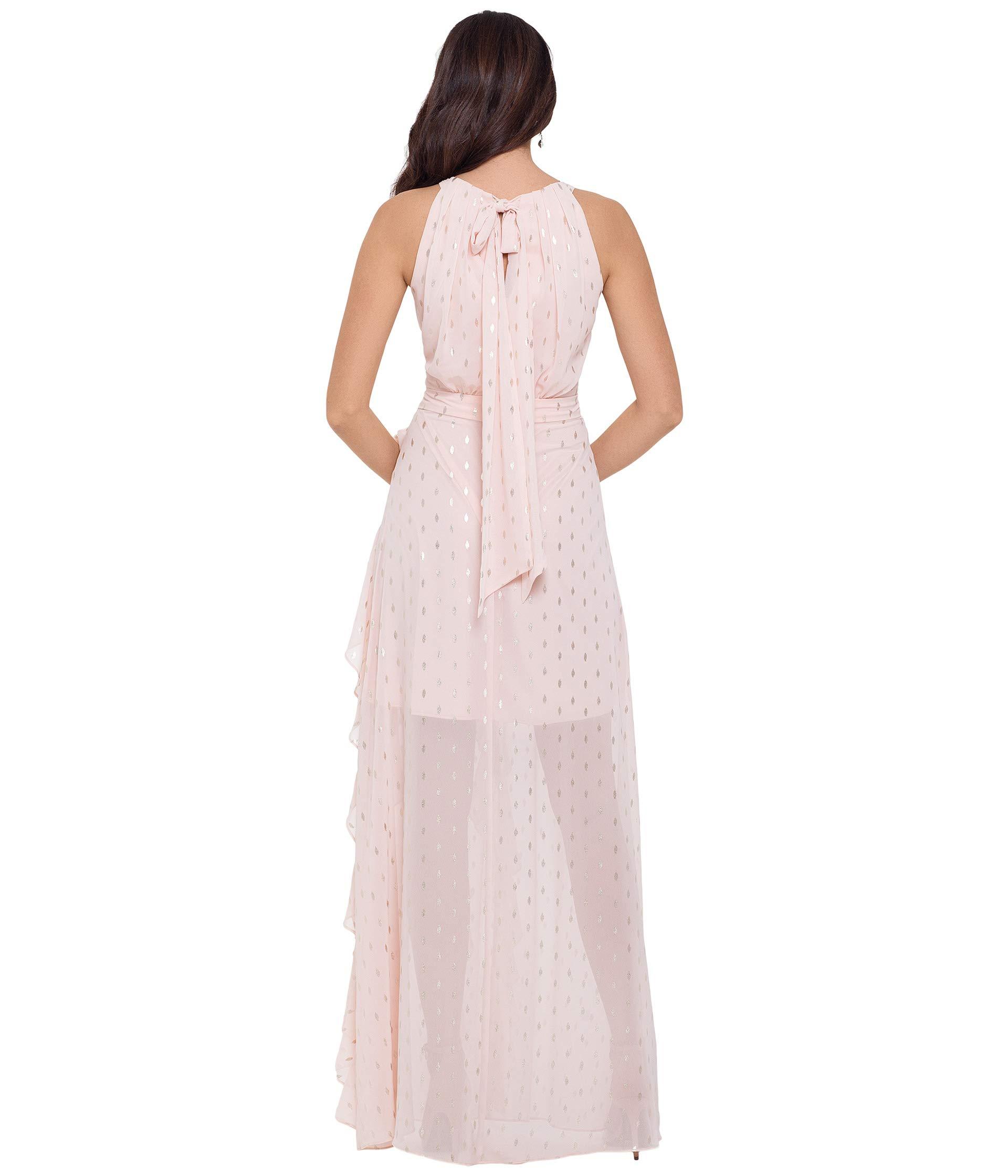 Betsy \u0026 Adam Long Halter Chiffon Clip 