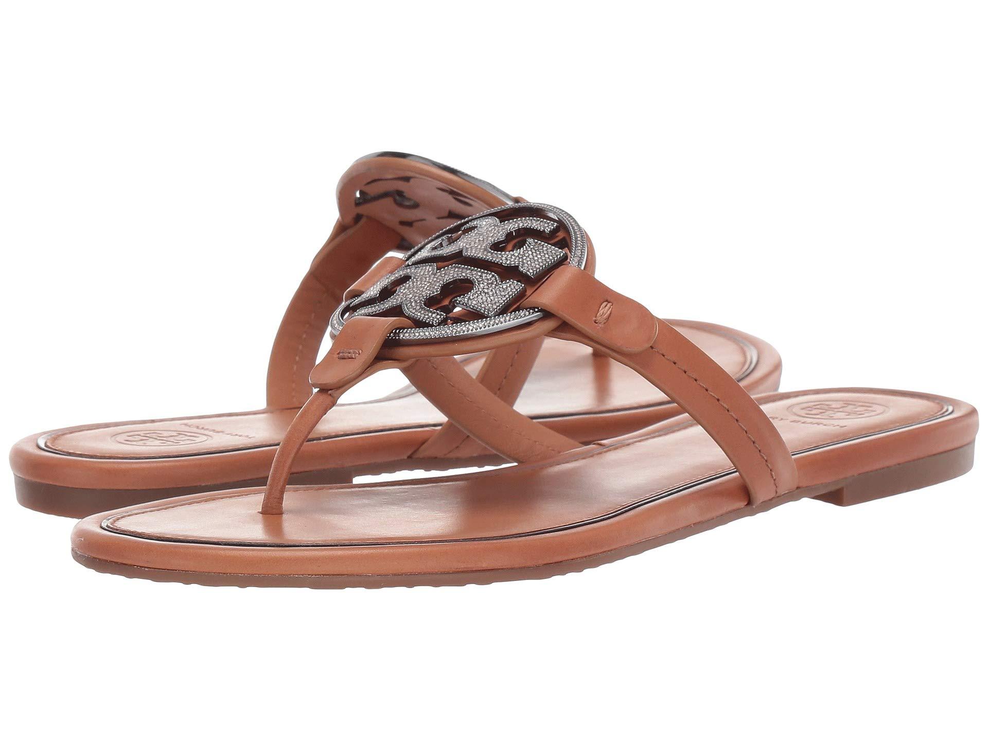 tory burch metal miller embellished leather sandal
