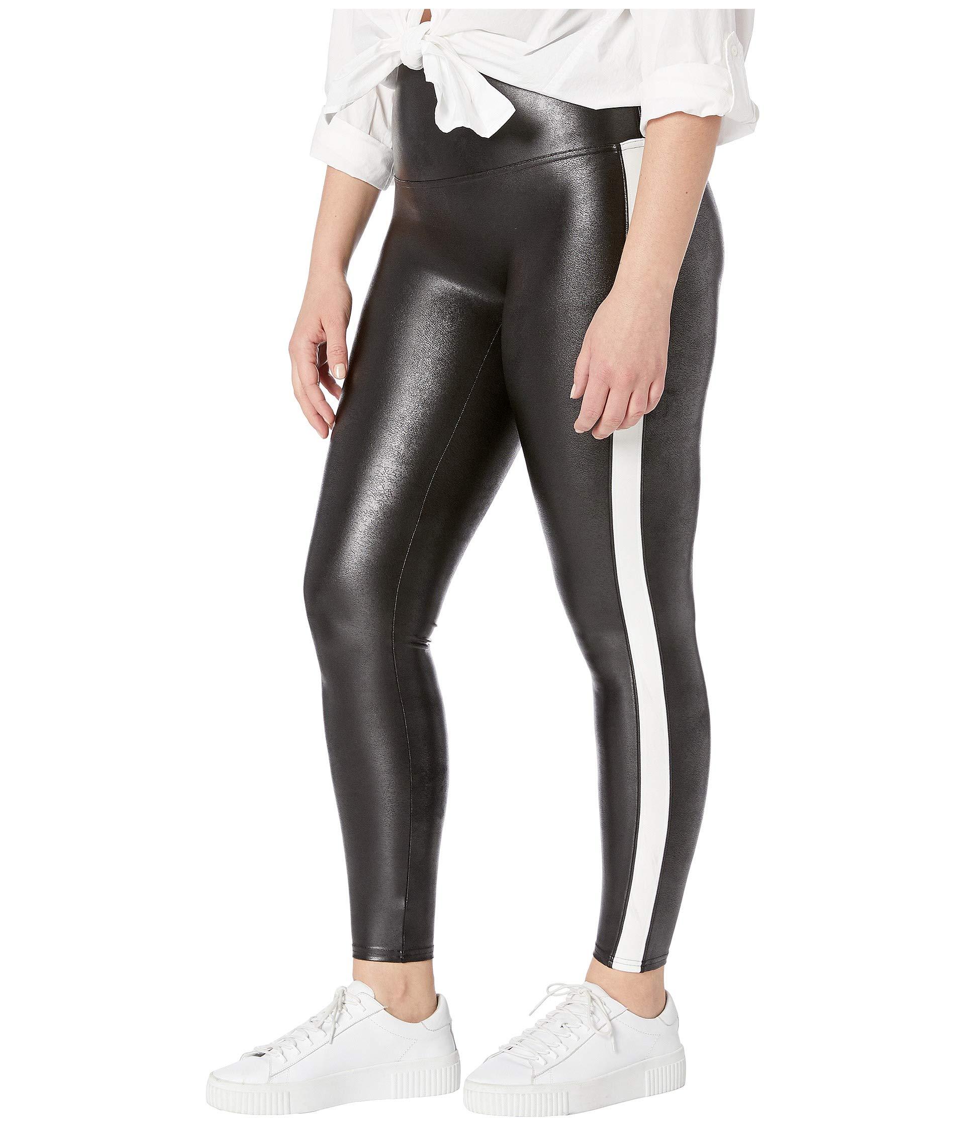 Spanx Plus Size Faux Leather Side Stripe Leggings in Black - Save 42% ...
