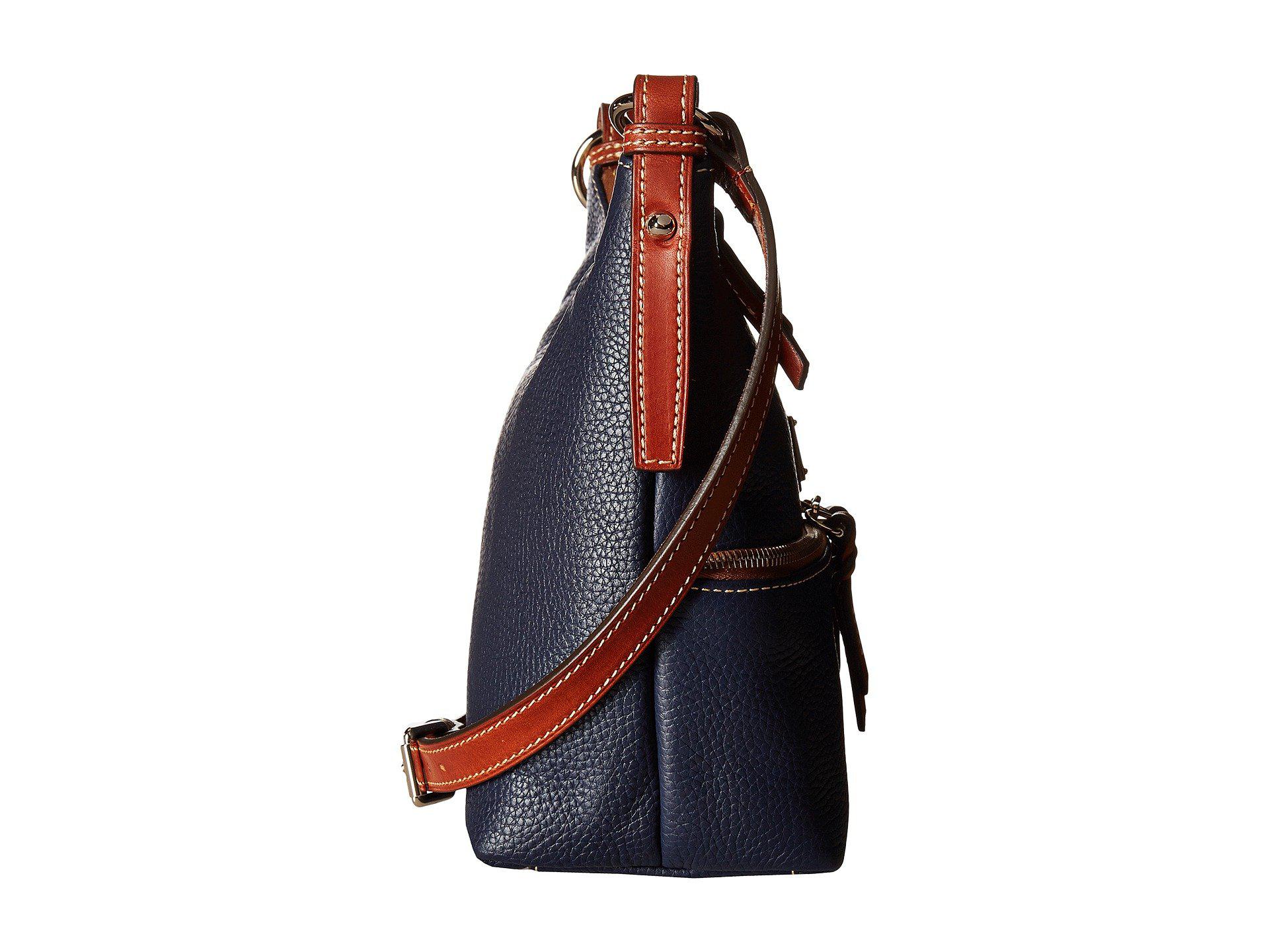Midnight Blue Dooney & Bourke Pebble Grain Leather Alyssa Crossbody Shoulder Bag Purse Handbag 