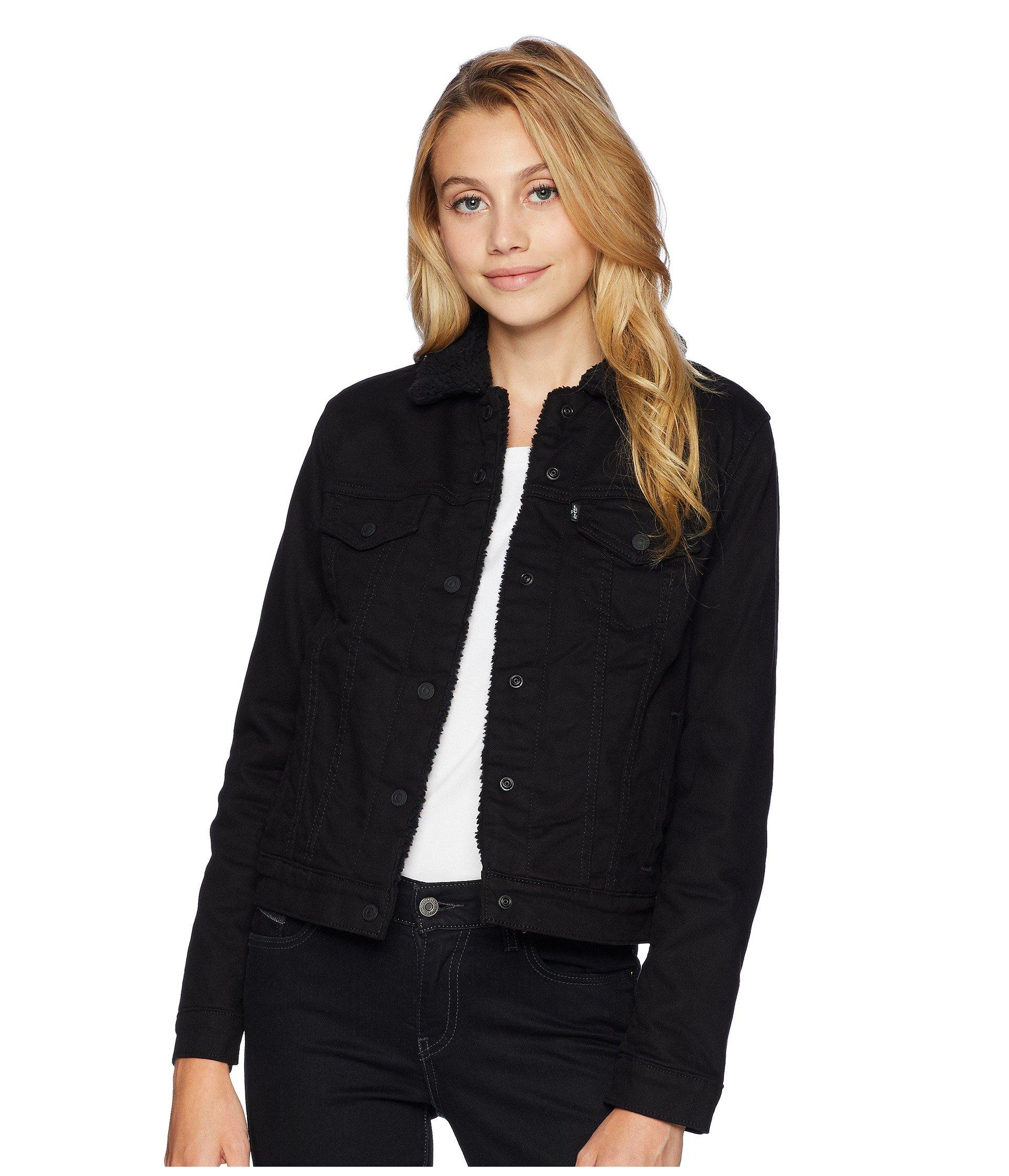 levi's women's sherpa trucker jacket black