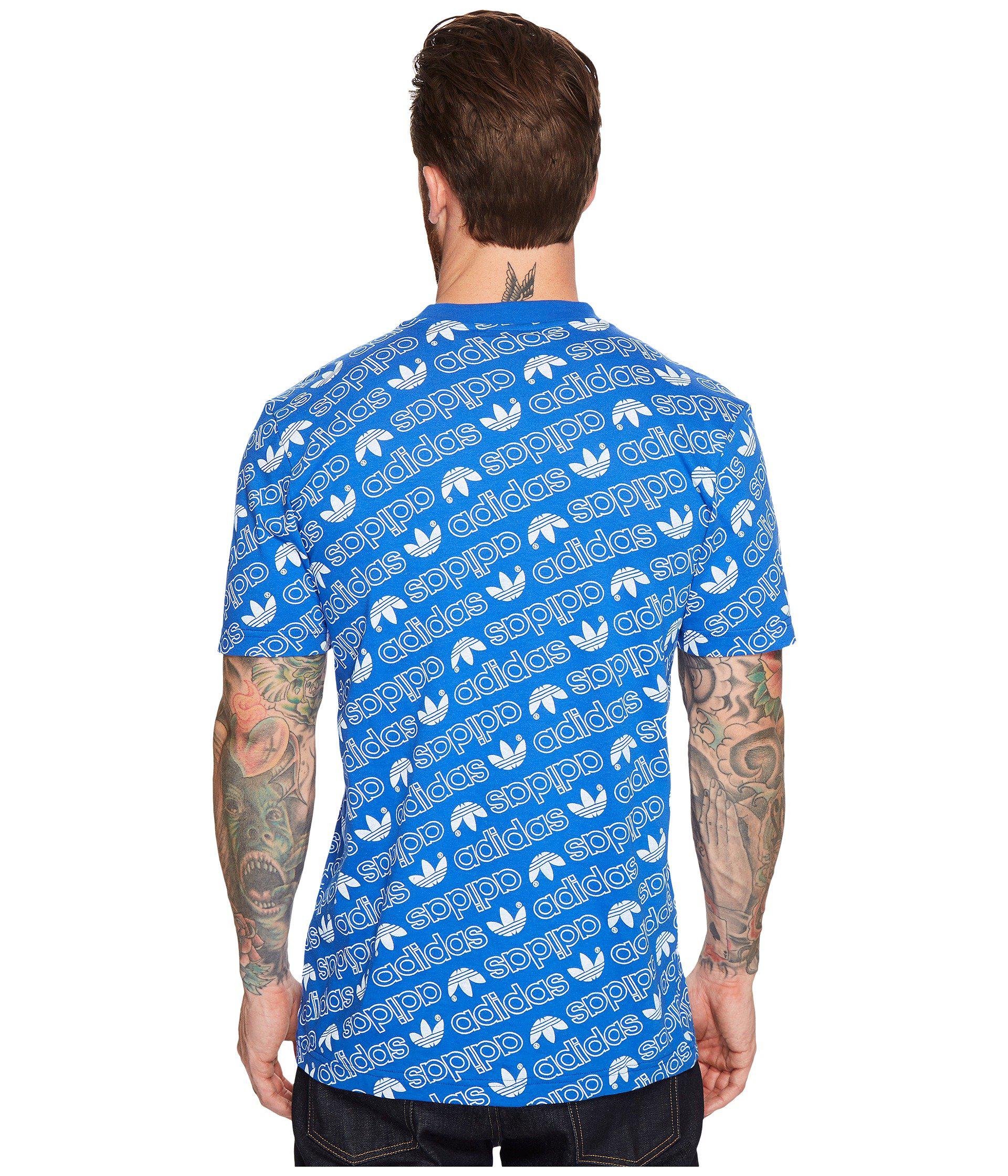 adidas Originals Cotton Aop T-shirt in Blue for Men - Lyst