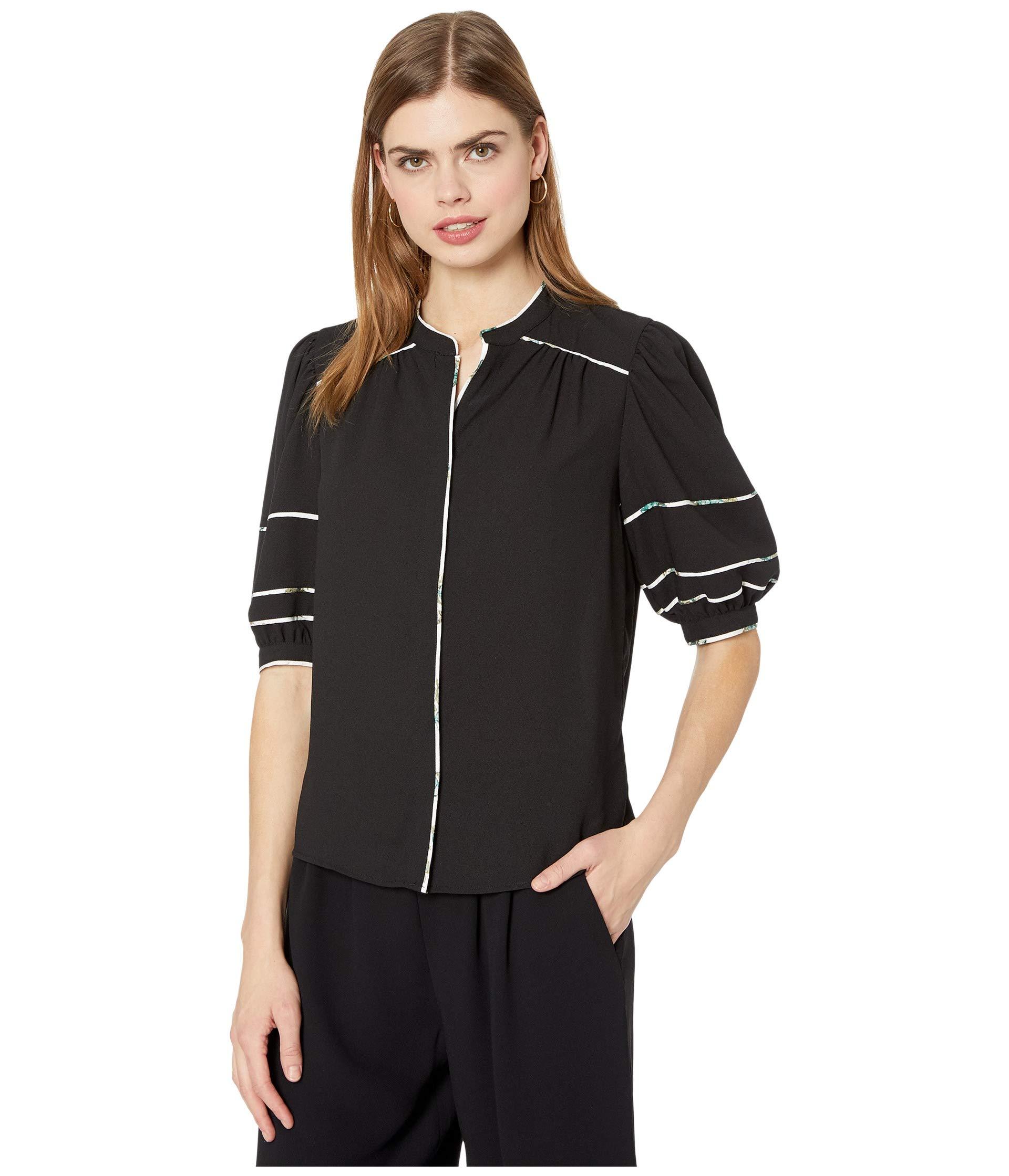 black button down blouse for women