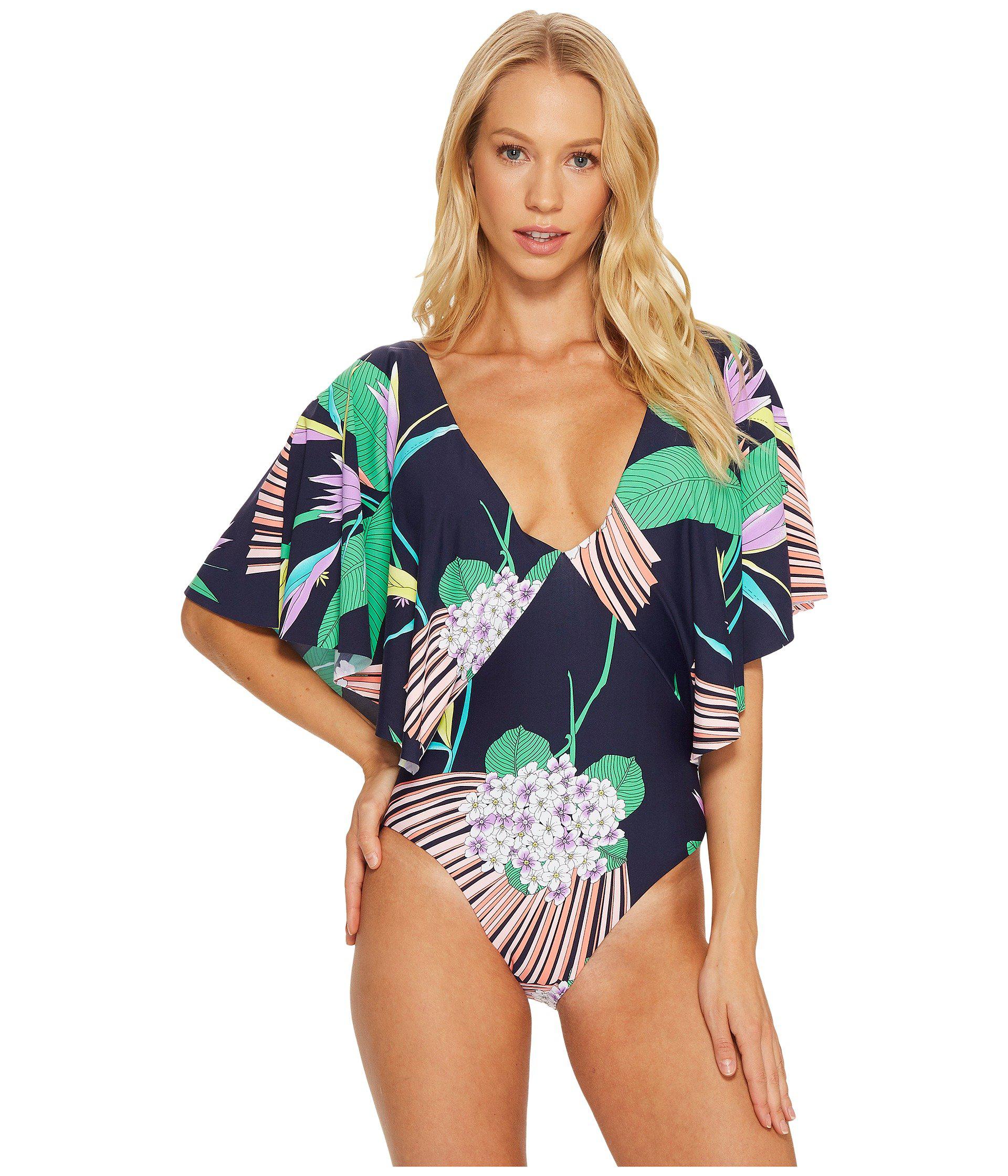 trina turk flutter sleeve swimsuit