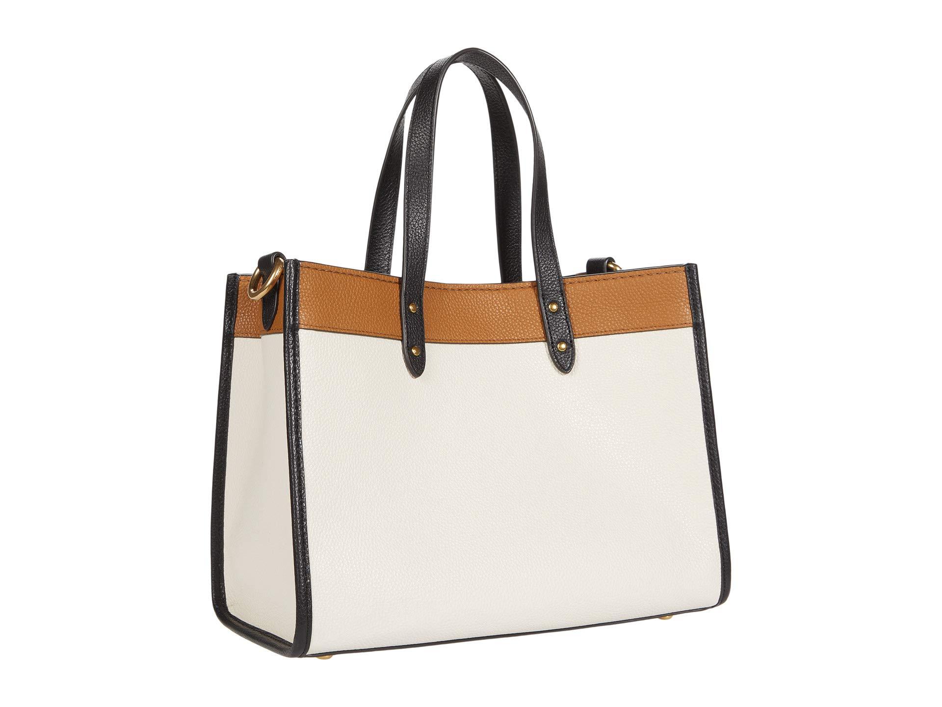 colorblock coach badge leather field tote 30