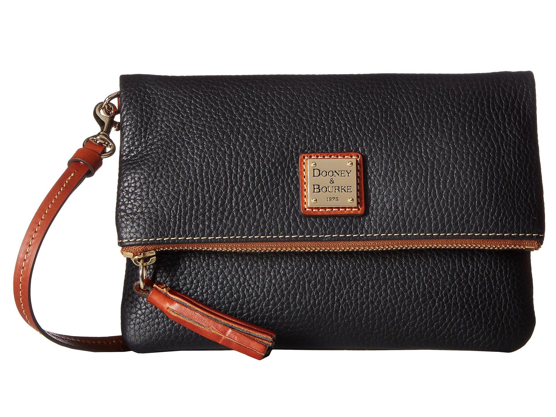 Dooney & Bourke Leather Pebble Foldover Zip Crossbody in Black Lyst