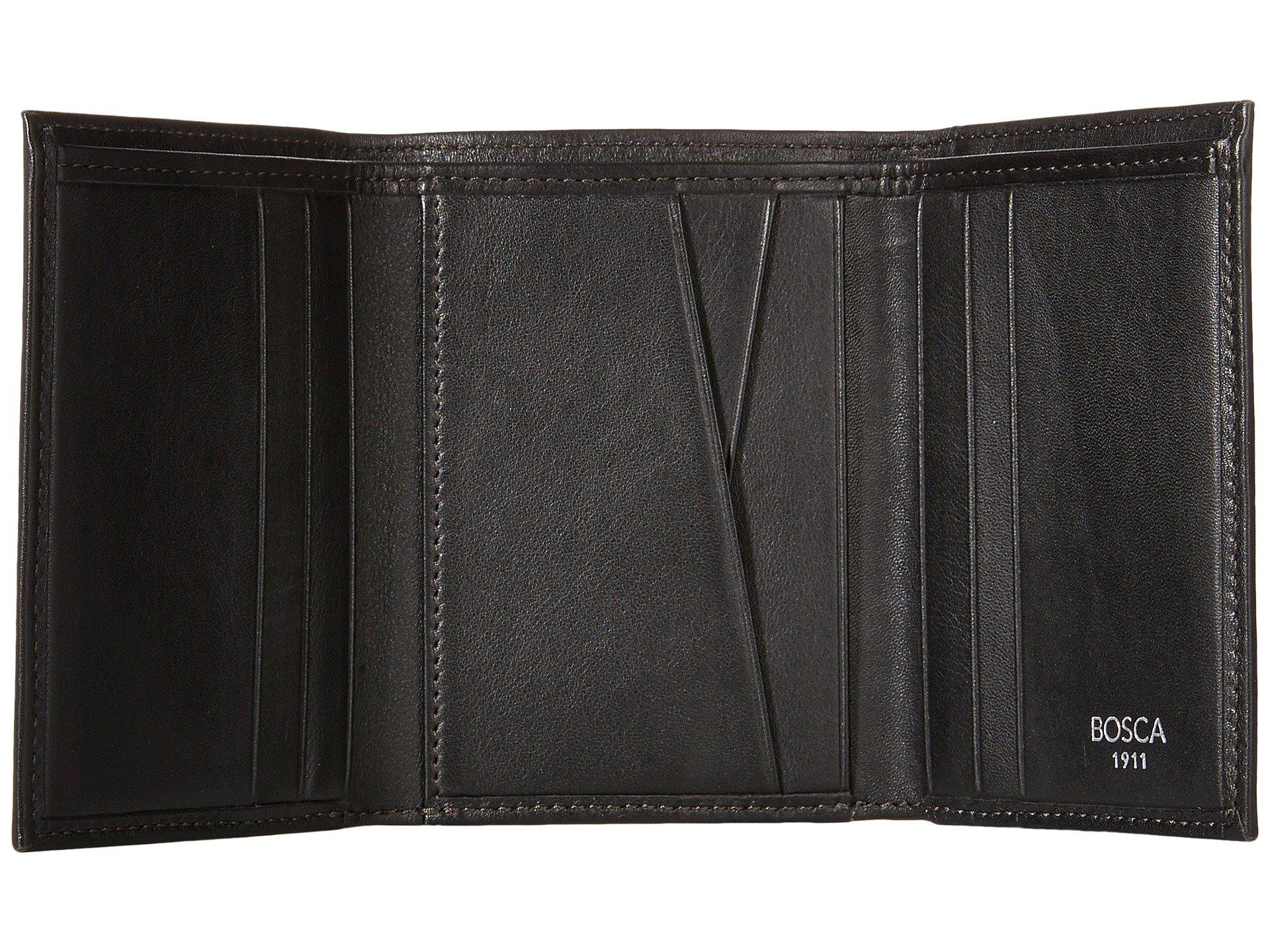 Bosca Leather Nappa Vitello Collection - Trifold Wallet In Black ...