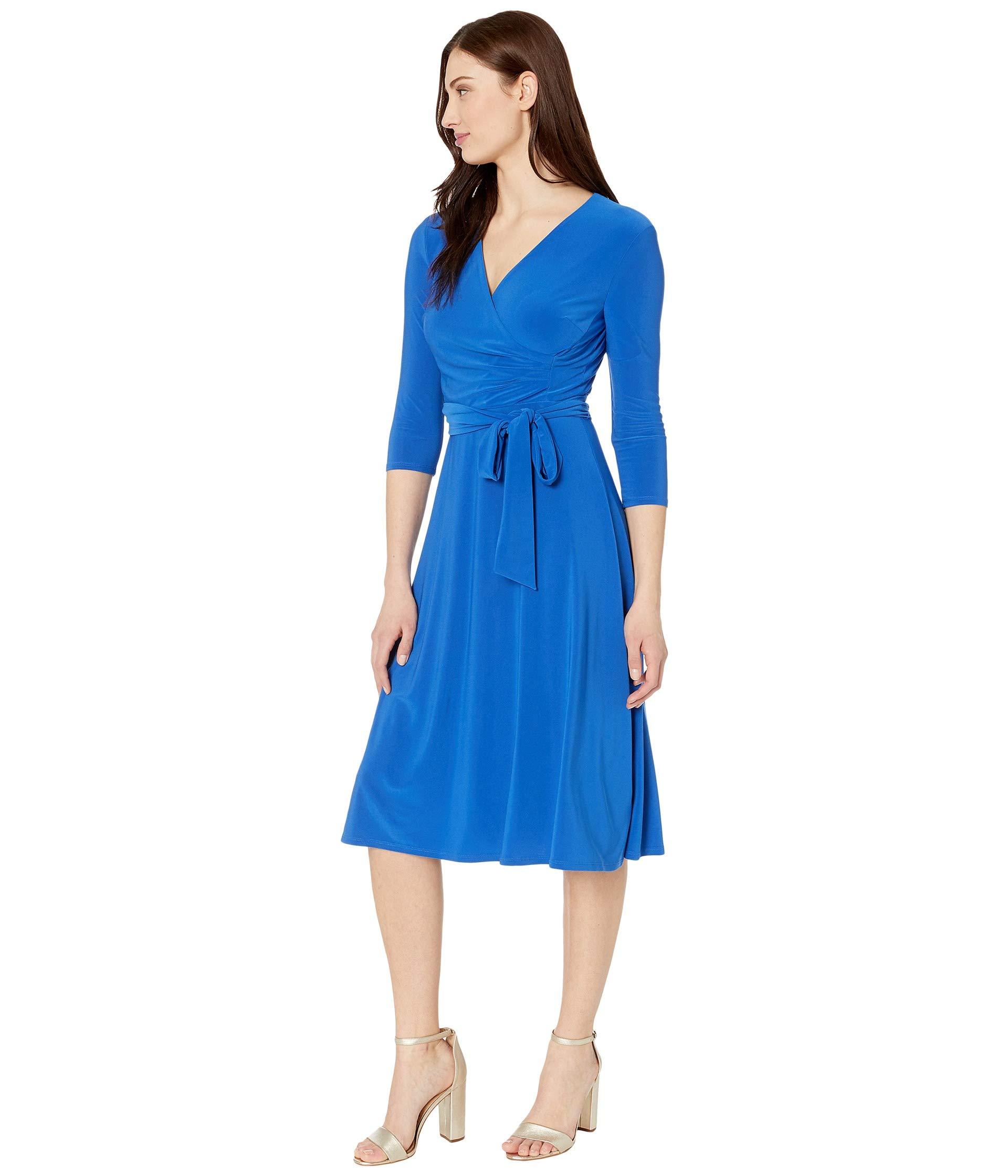 Lauren by Ralph Lauren Synthetic Carlyna 3/4 Sleeve Day Dress in Blue ...