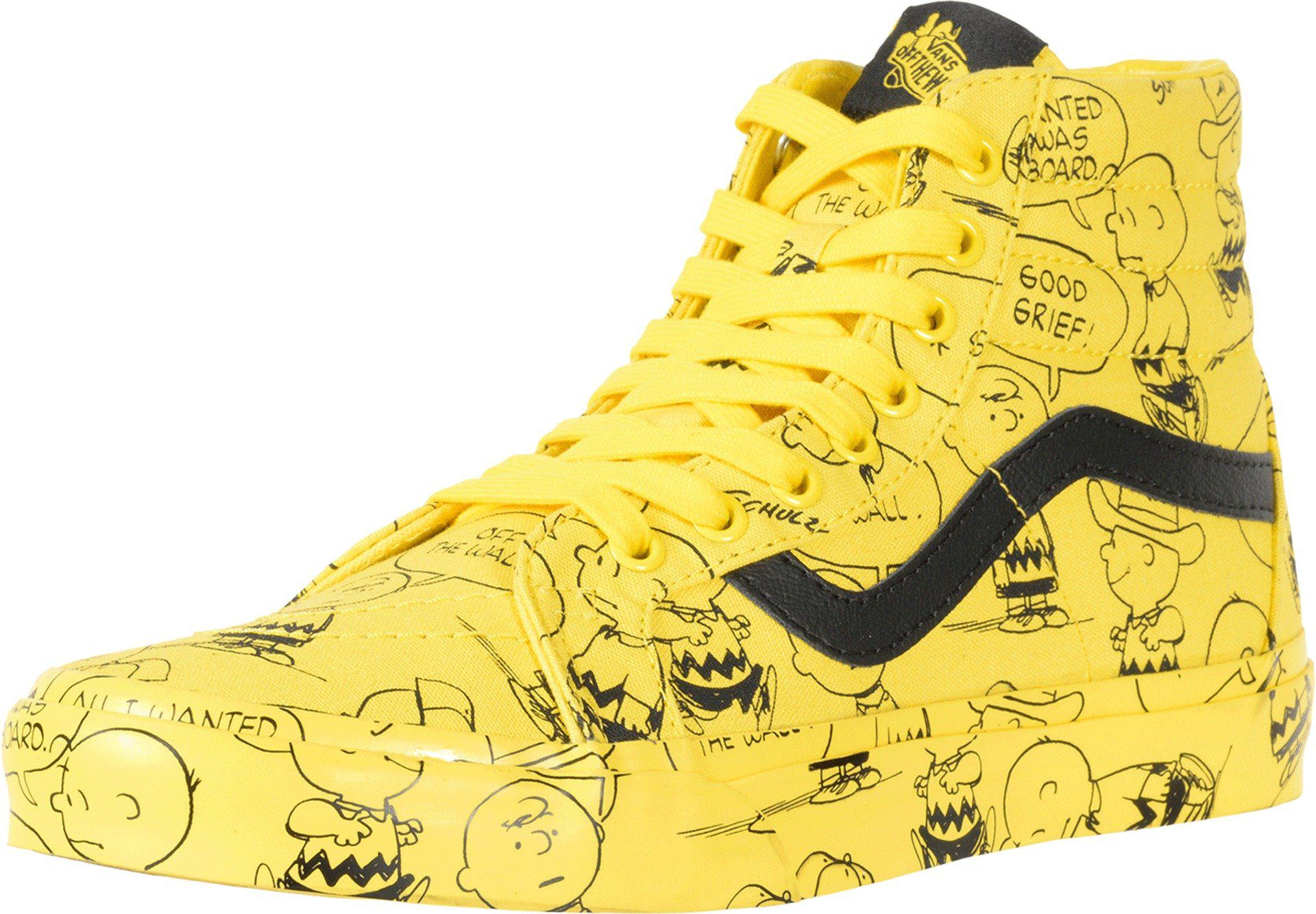 vans peanuts sk8 hi yellow
