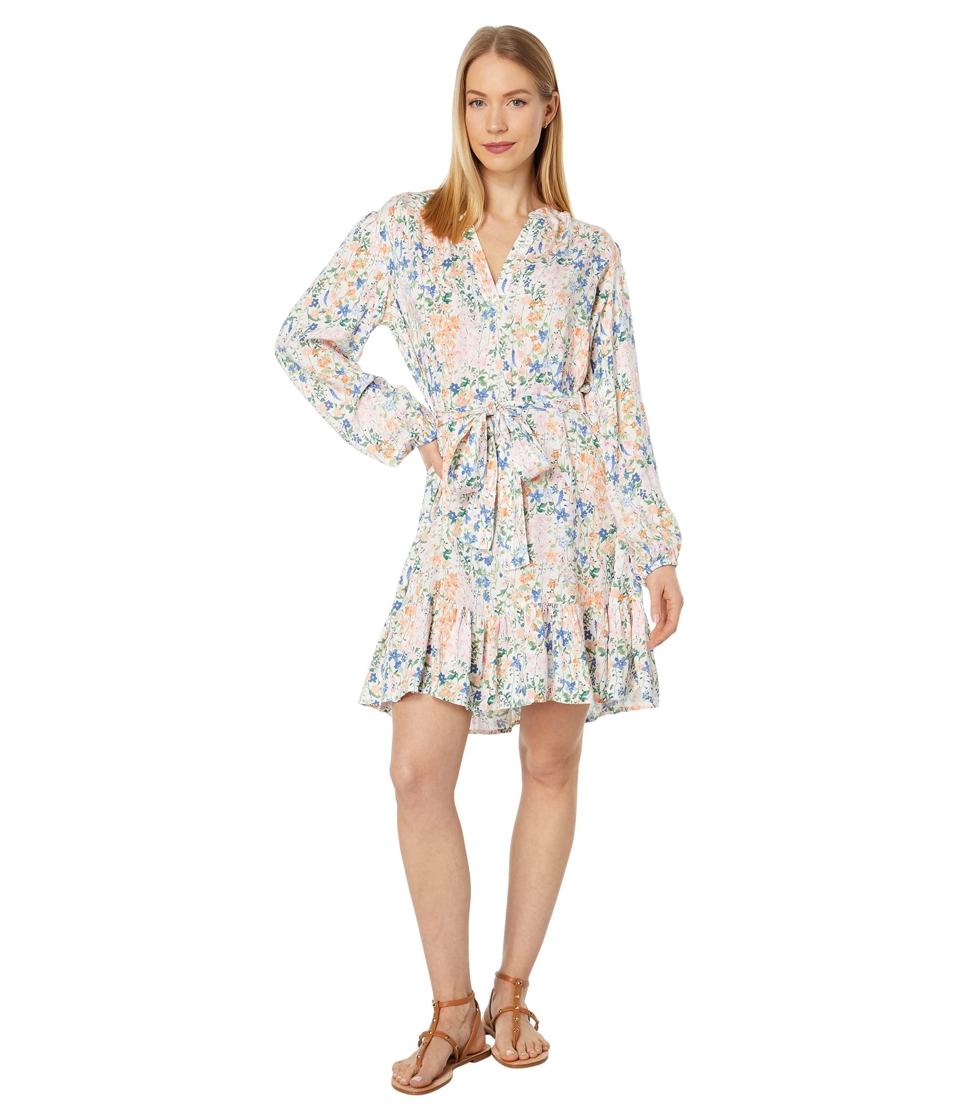 Tommy Hilfiger Long Sleeve Floral Dress With Self Tie in White | Lyst