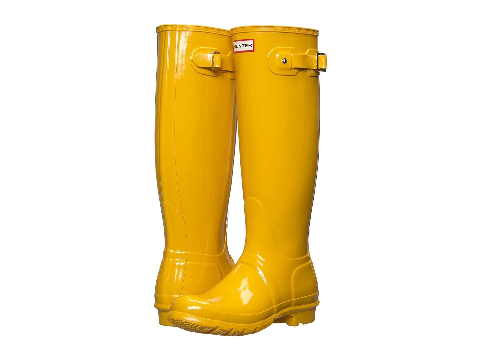 HUNTER Rubber Original Tall Gloss Rain Boots in Yellow - Save 28% - Lyst