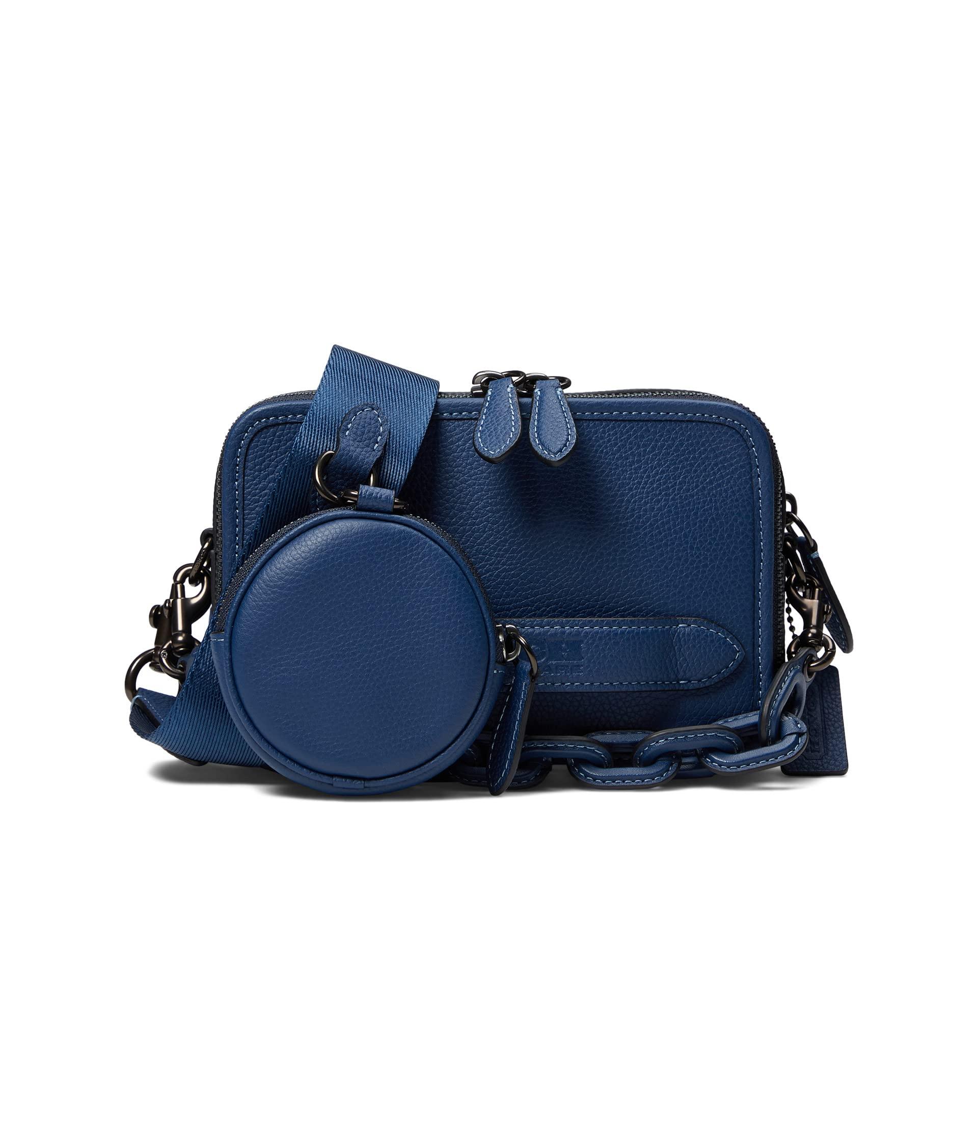 COACH Charter Crossbody In Pebble Leather With Leather Chain in Blue
