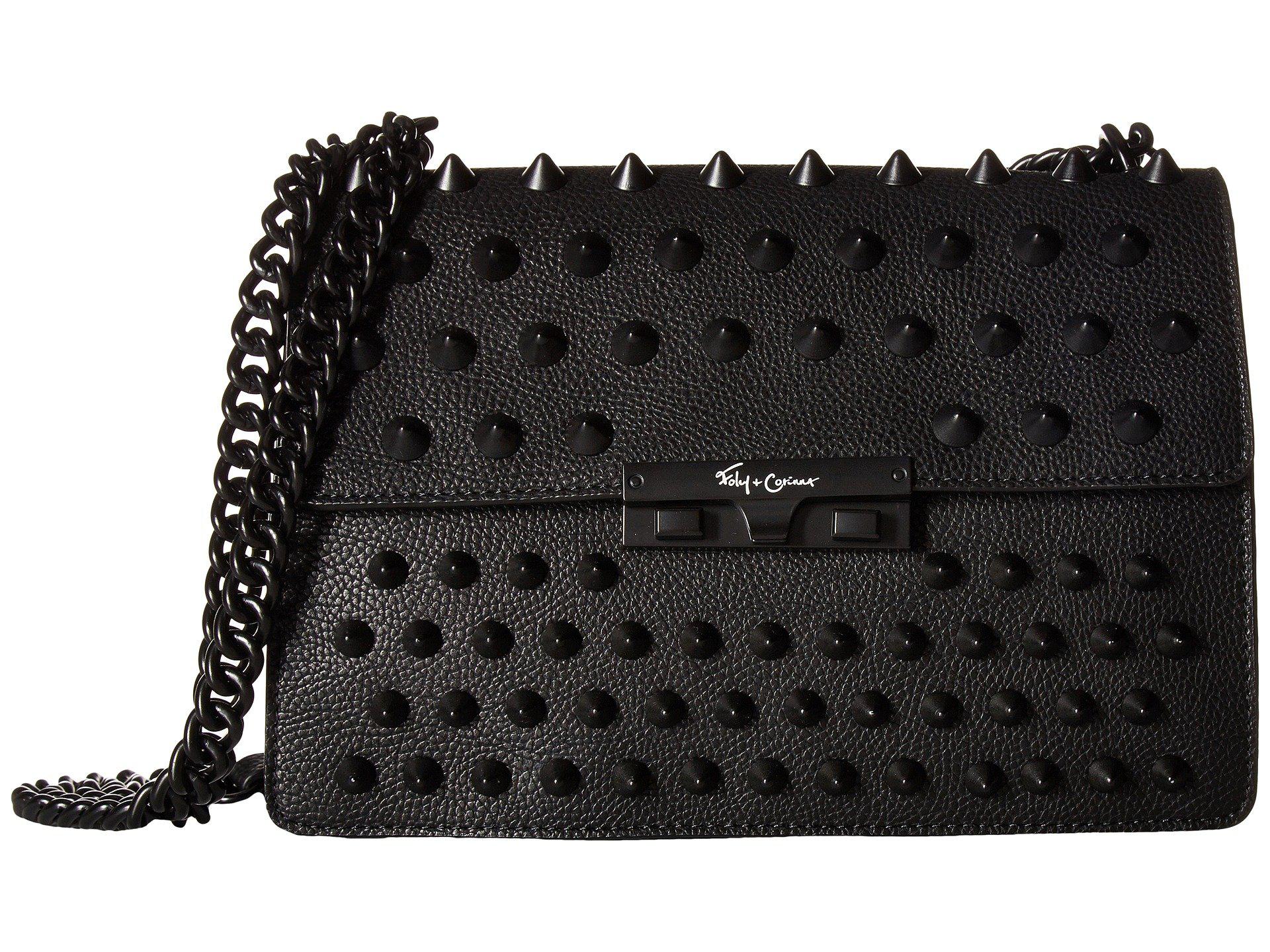 Foley Corinna Skyline Bandit Drop Lock Crossbody Spikes in Black