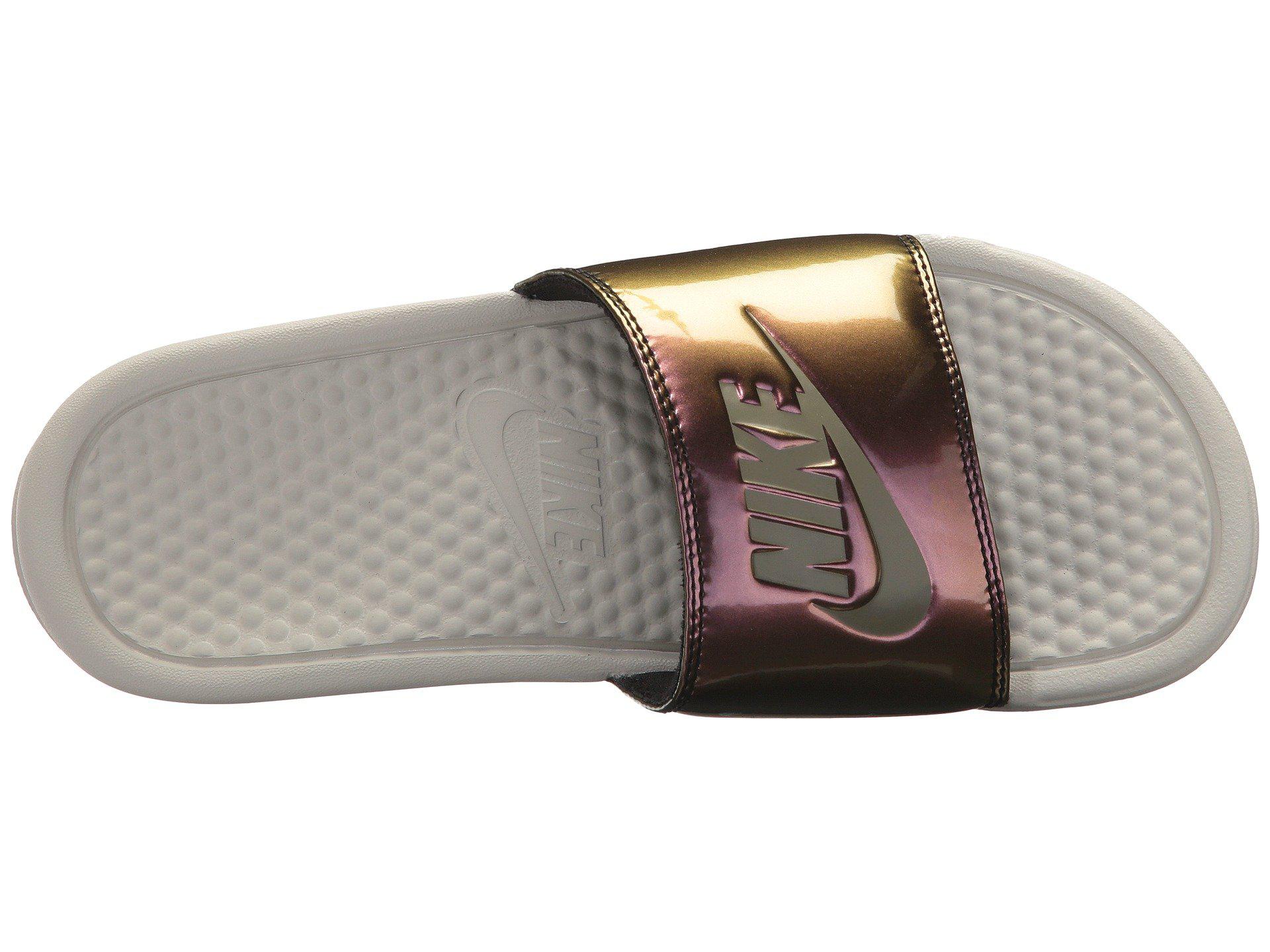 iridescent nike slides