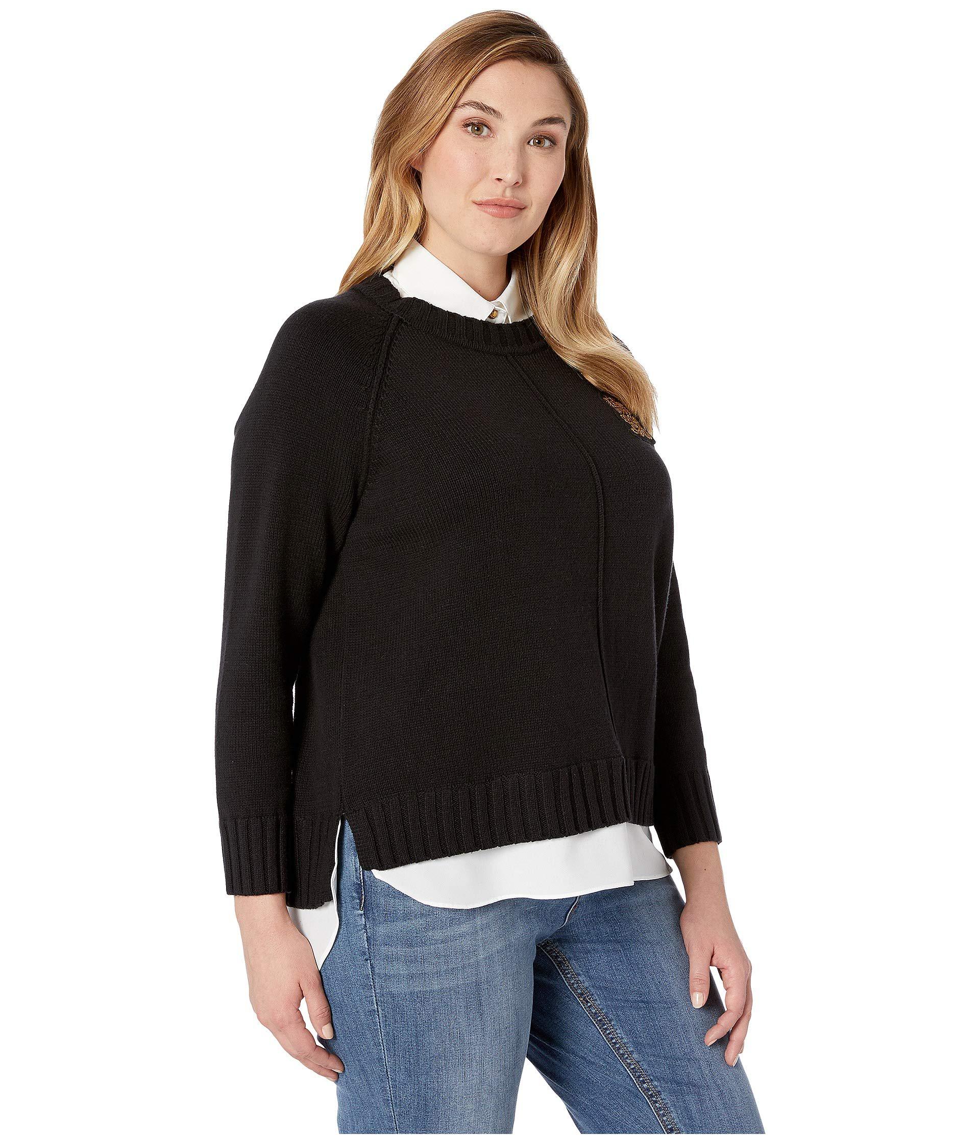 Lauren by Ralph Lauren Cotton Plus Size Bullion-patch Layered Shirt ...