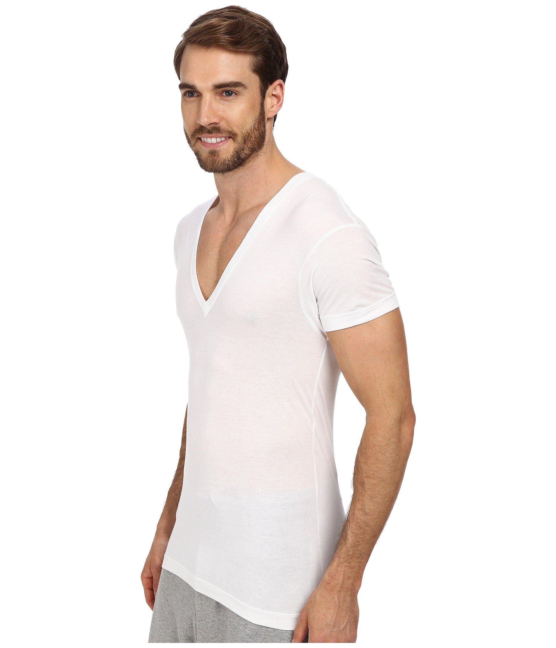 Xist Cotton X Ist Pima Slim Fit Deep V Neck T Shirt In White For Men
