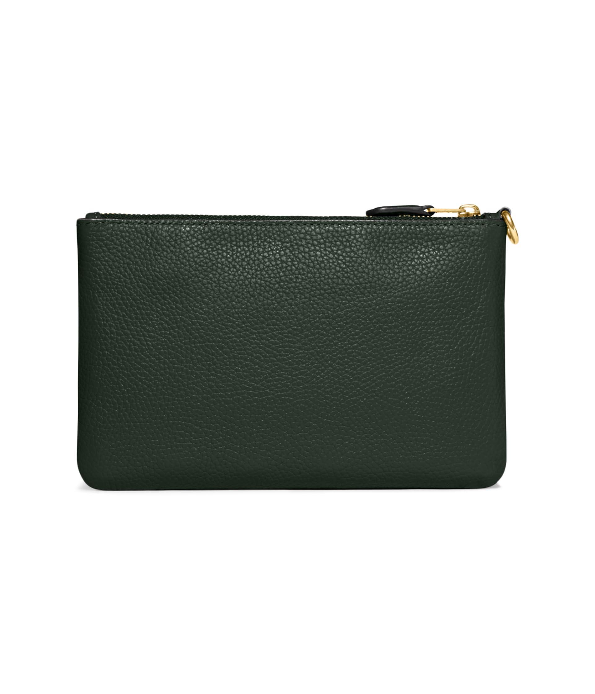 COACH Polished Pebble Leather Small Wristlet in Green