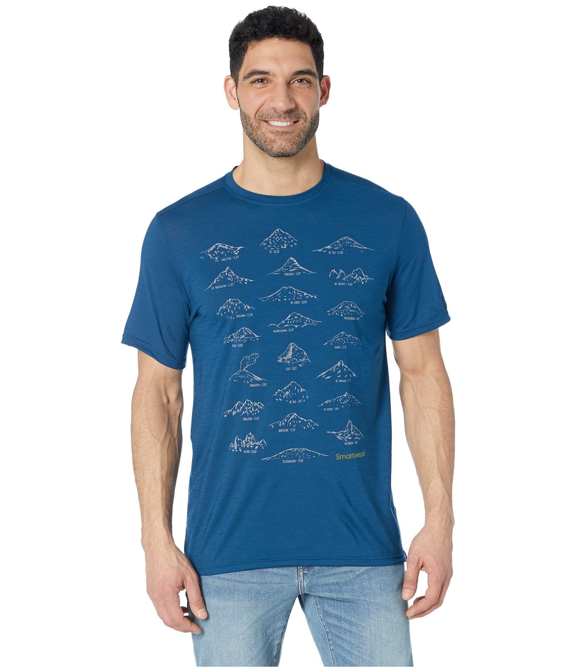 Smartwool Mens Merino Sport 150 Prominent Peaks T-Shirt Alpine Blue X-Large