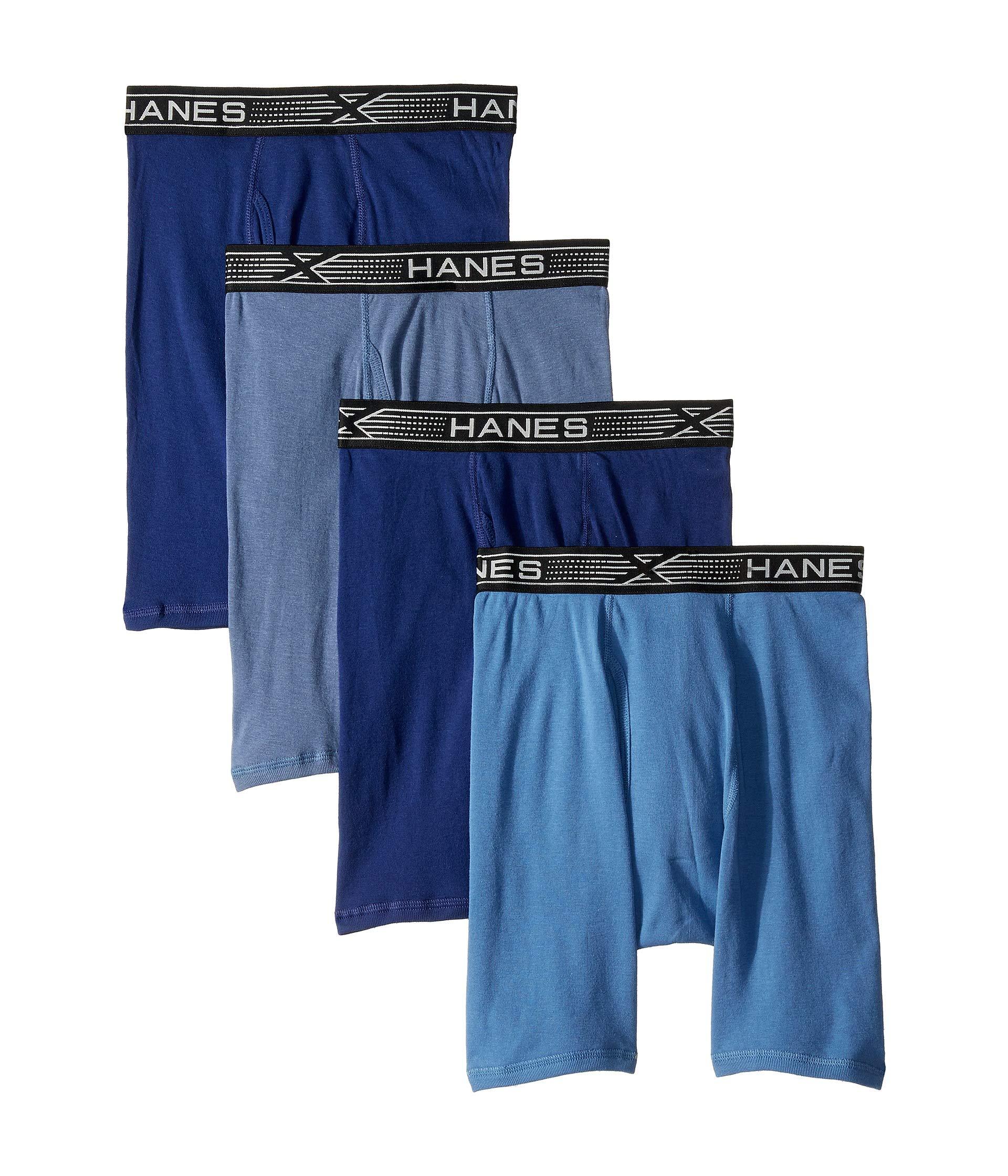 Hanes 4pack Xtemp Long Leg Boxer Briefs (assorted Blues) Men's