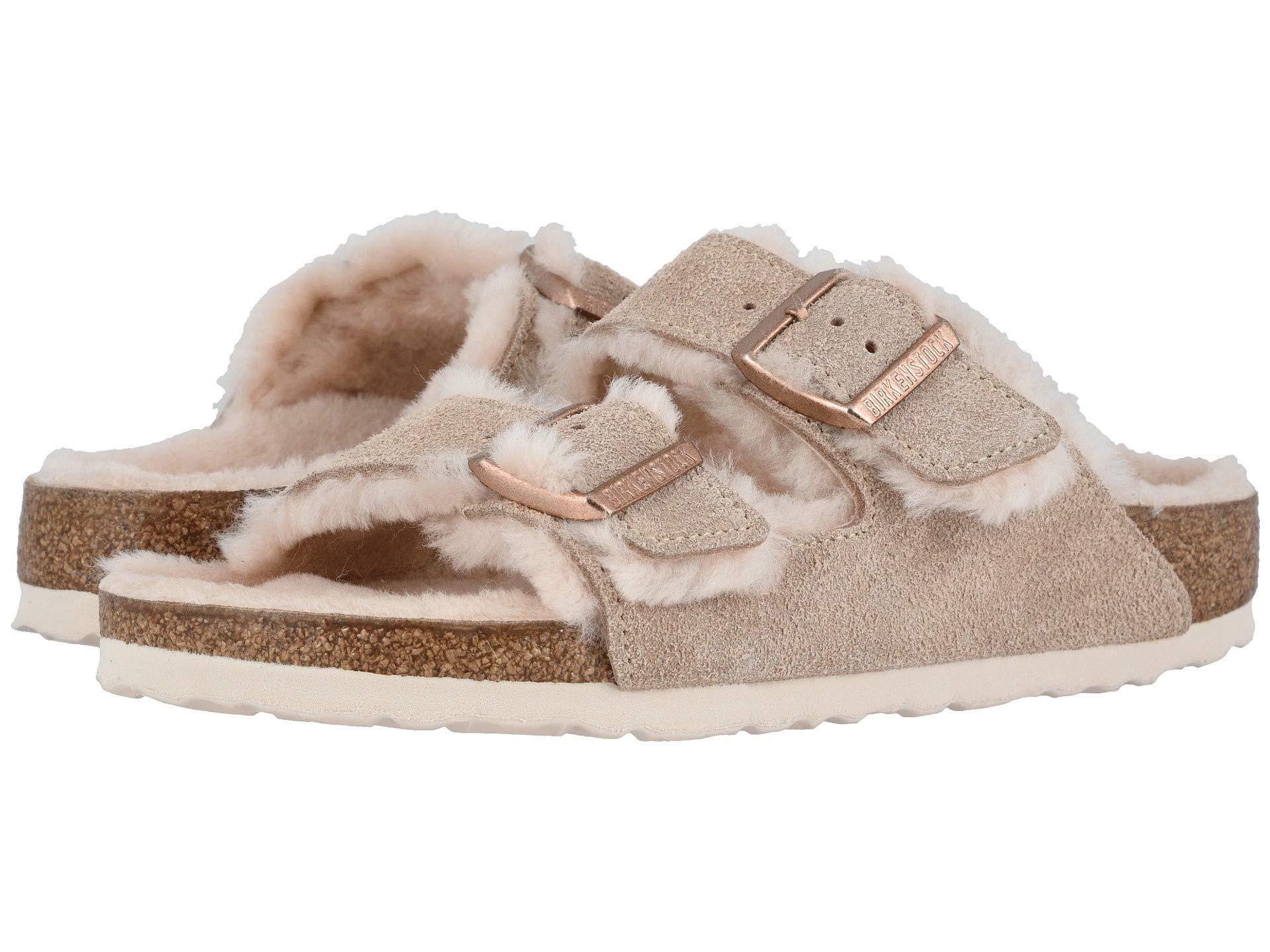 shearling birkenstocks nude
