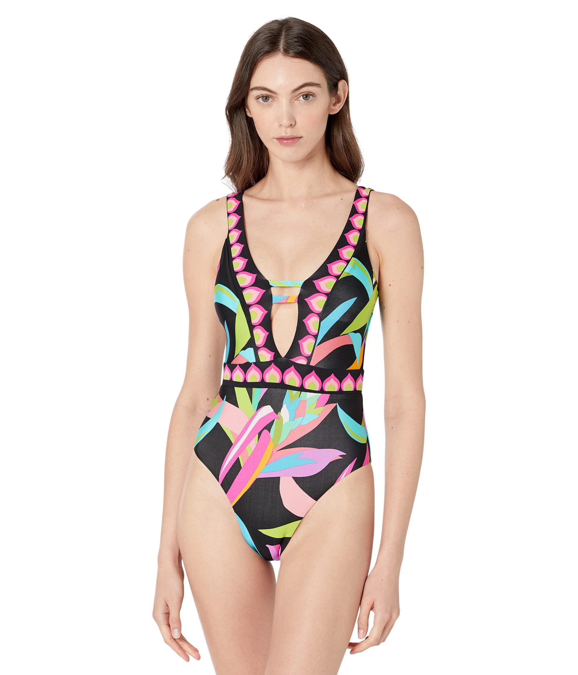 Trina Turk Birds Of Paradise Plunge Onepiece Lyst