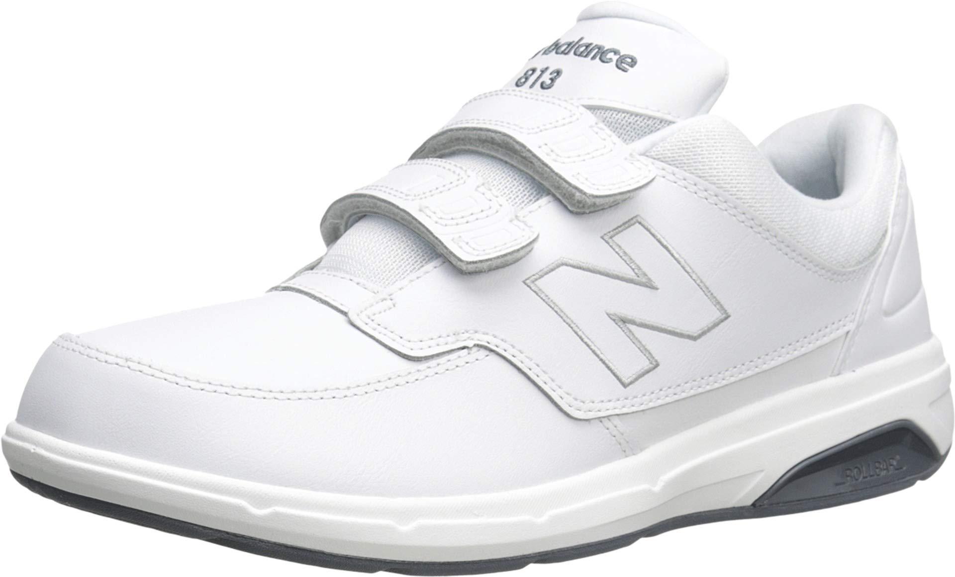 New Balance Leather 813 V1 Hook And Loop Walking Shoe in White/White