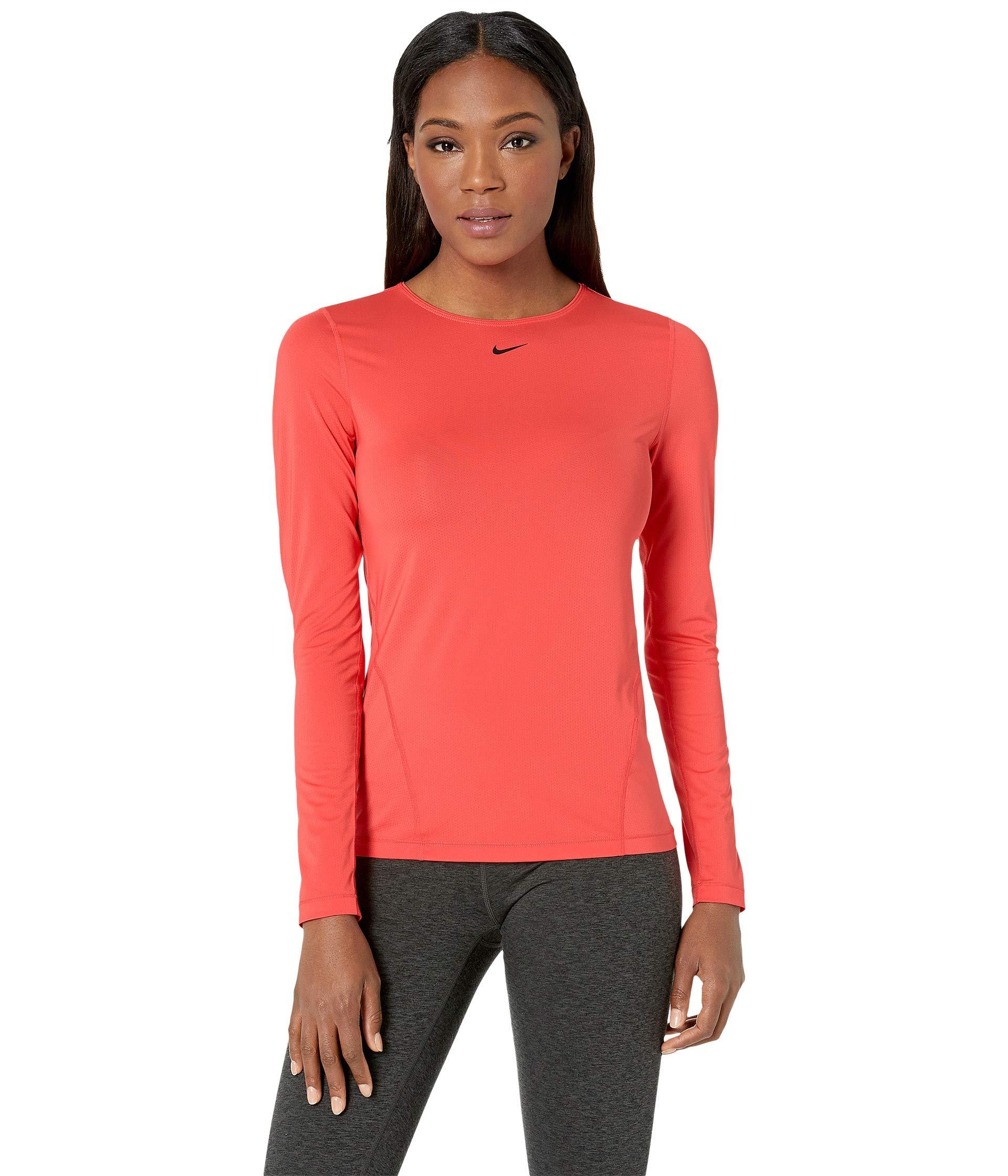 Nike Synthetic Pro All Over Mesh Long Sleeve Top in Red - Lyst