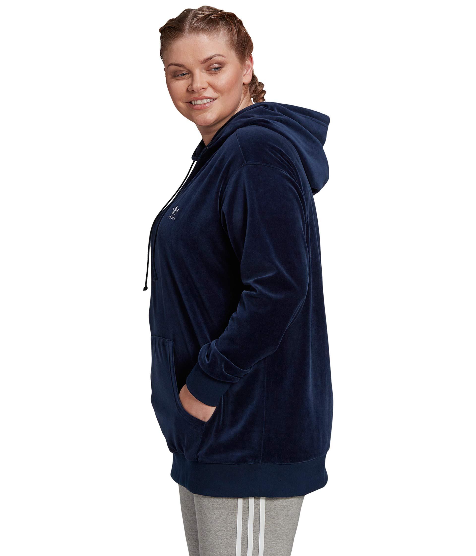 adidas Originals Cotton Plus Size Velour Trefoil Hoodie Clothing in Navy  (Blue) - Lyst