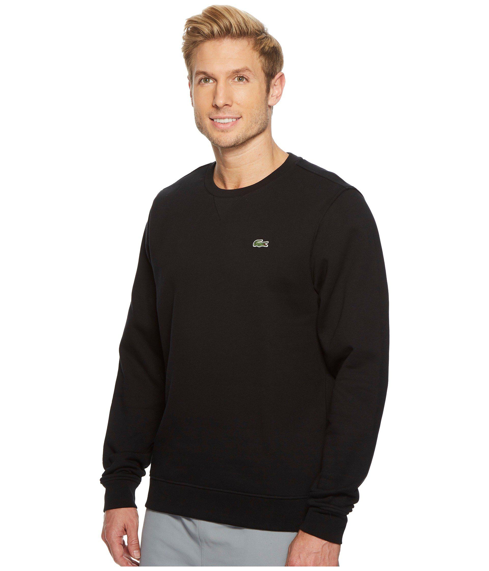 Lacoste Sport Crew Neck Fleece Sweatshirt in Black for Men - Lyst