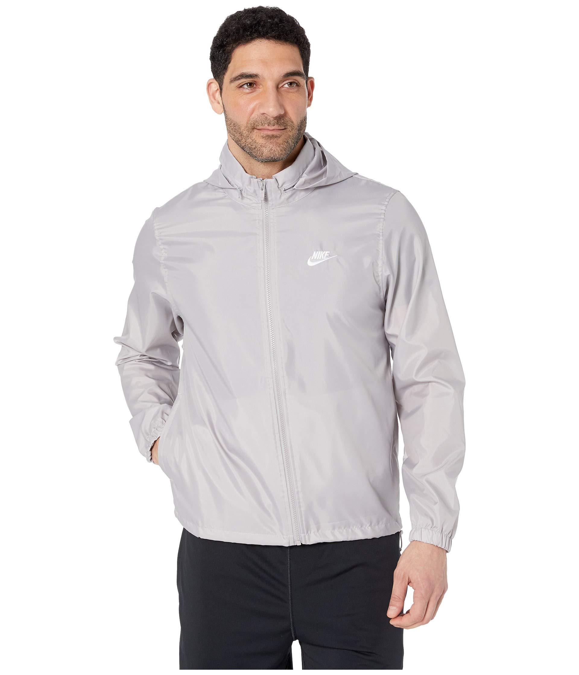 Nike Synthetic Nsw Hooded Woven Windbreaker Jacket (atmosphere Grey/white)  Men's Coat in Gray for Men - Lyst