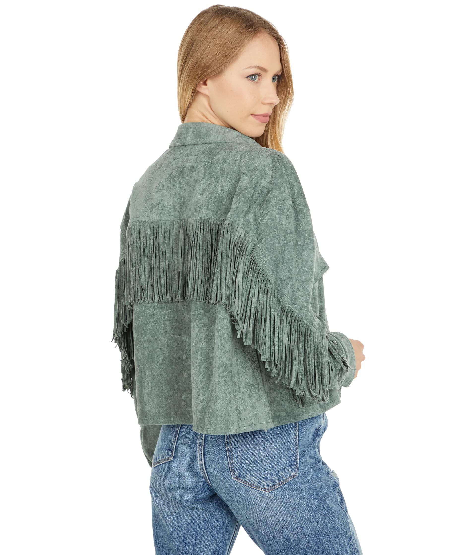 green suede fringe jacket