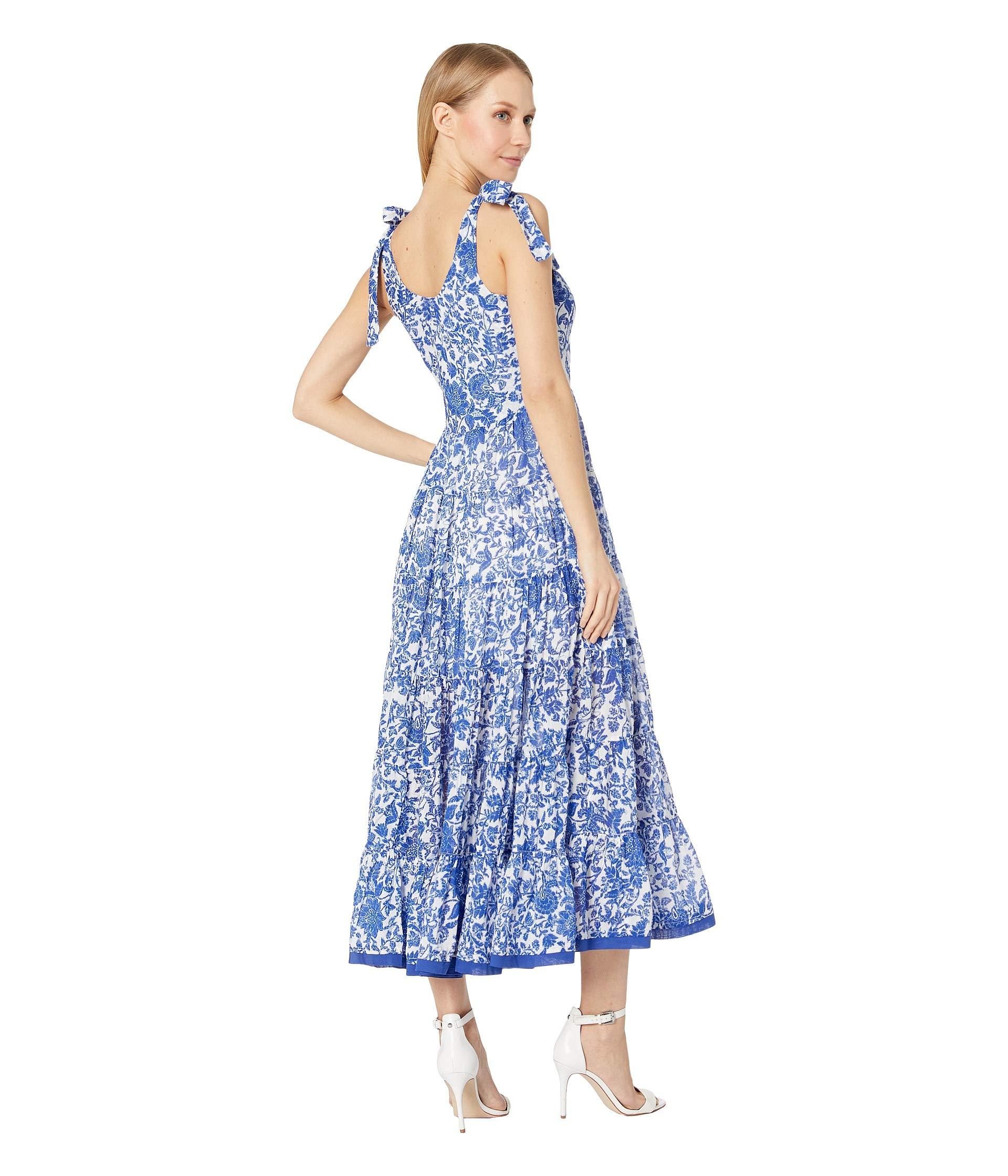 kikas printed midi dress in ivory combo