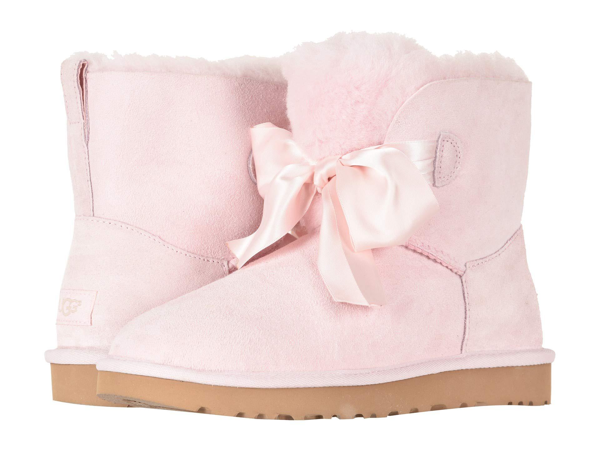 UGG Fur Gita Bow Mini Boot (seashell Pink) Women's Pull-on Boots - Lyst