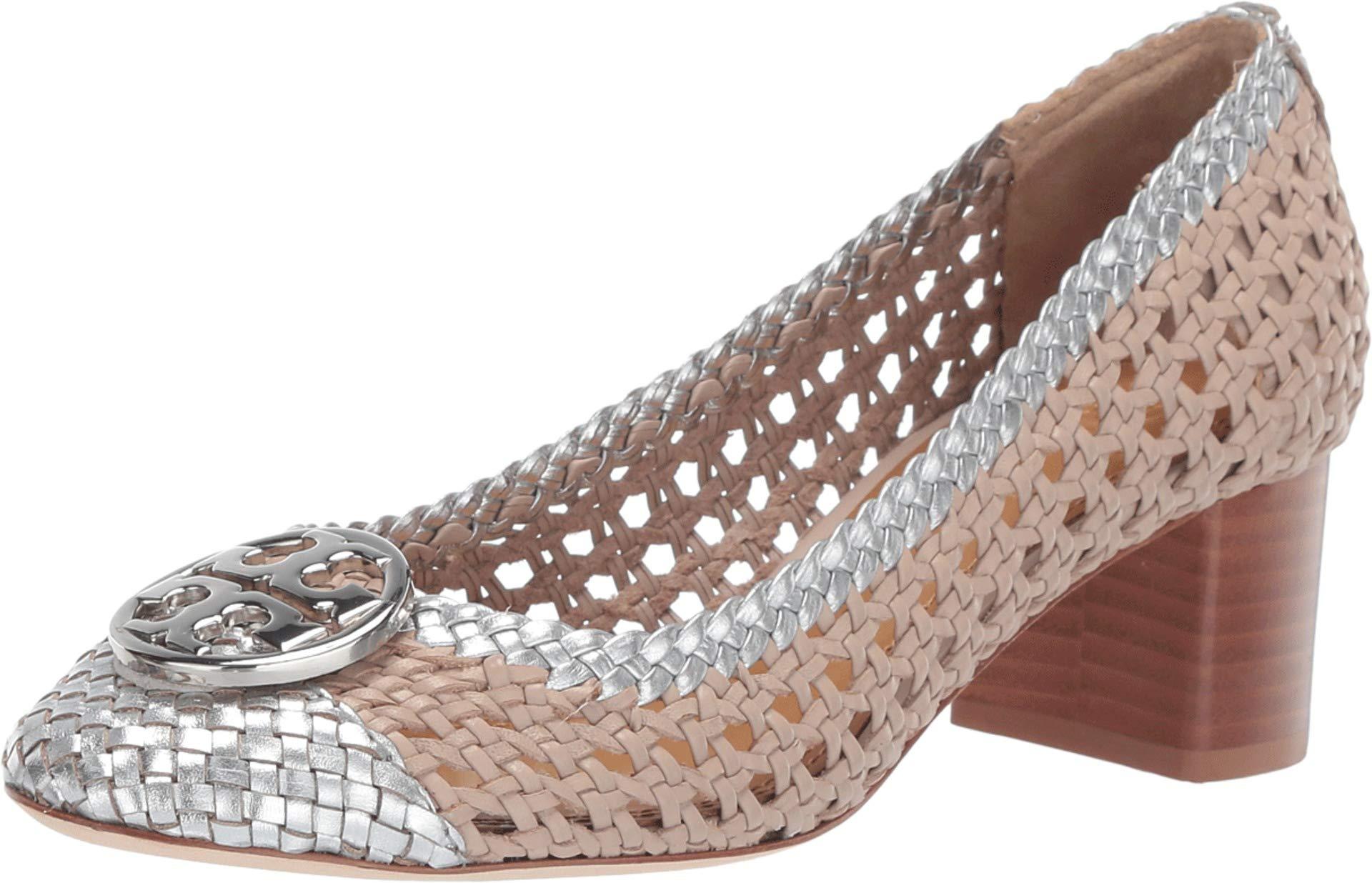 chelsea woven cap toe pump