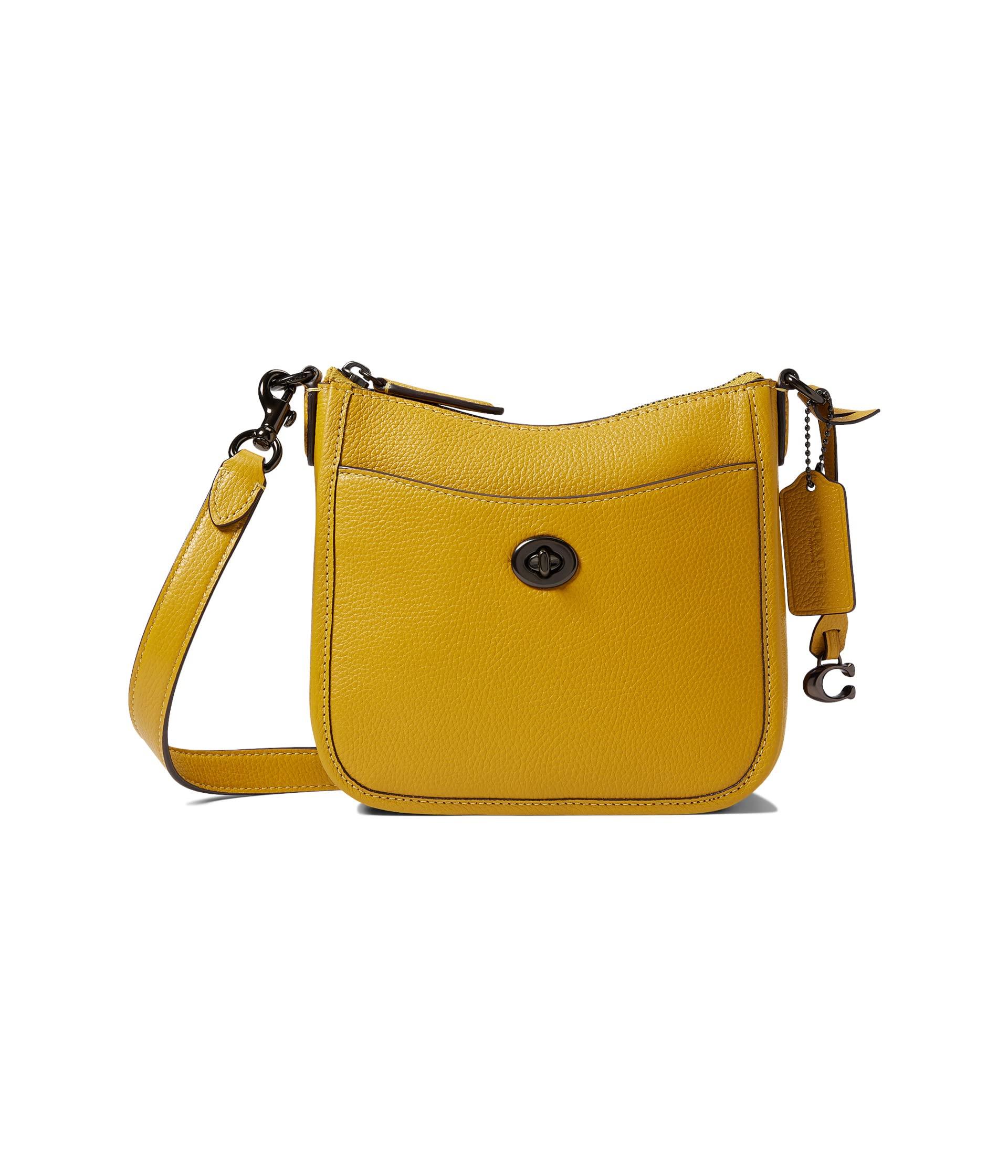 COACH Polished Pebble Leather Chaise Crossbody 19 in Yellow | Lyst