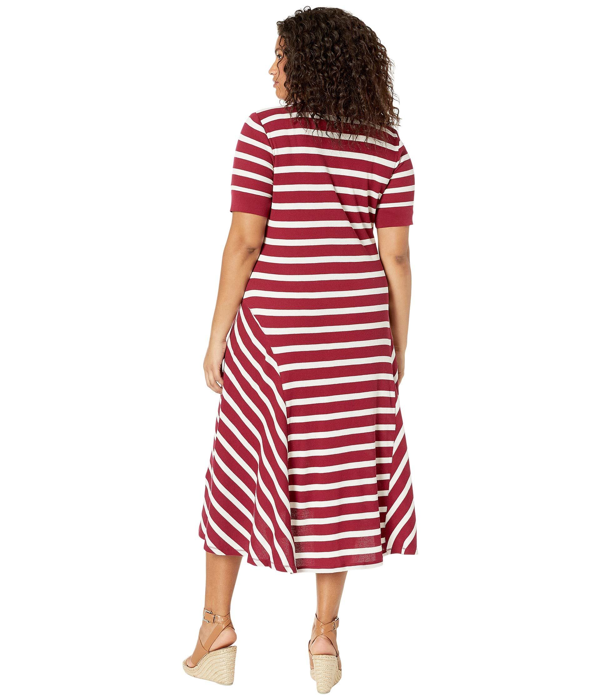 Lauren by Ralph Lauren Cotton Plus Size Waffle Knit Fitandflare Dress in Red Lyst