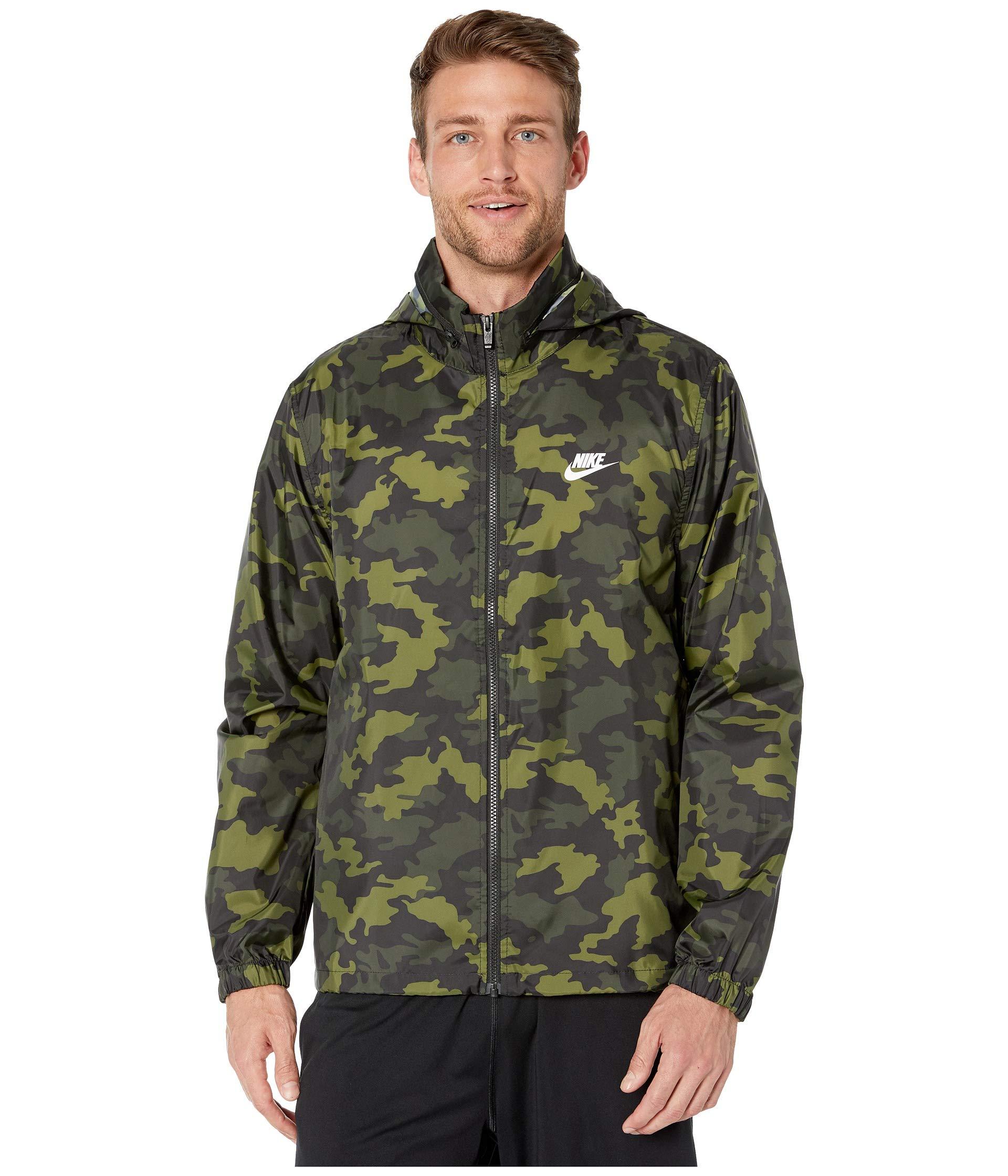 Nike Synthetic Nsw Jacket Hooded Windbreaker Camouflage in Green for