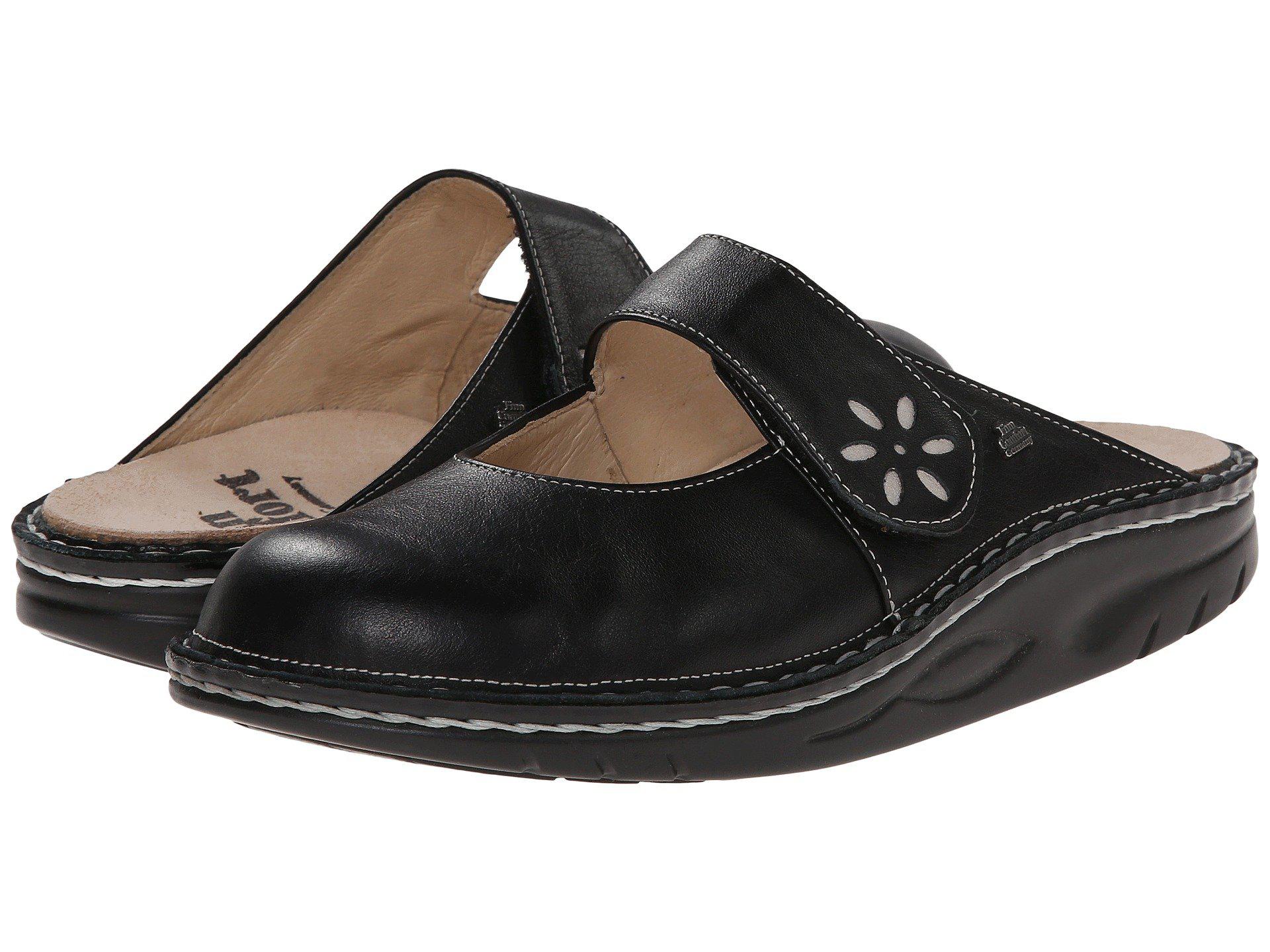 Finn Comfort Leather Side - 1567 (black/silver) Women's