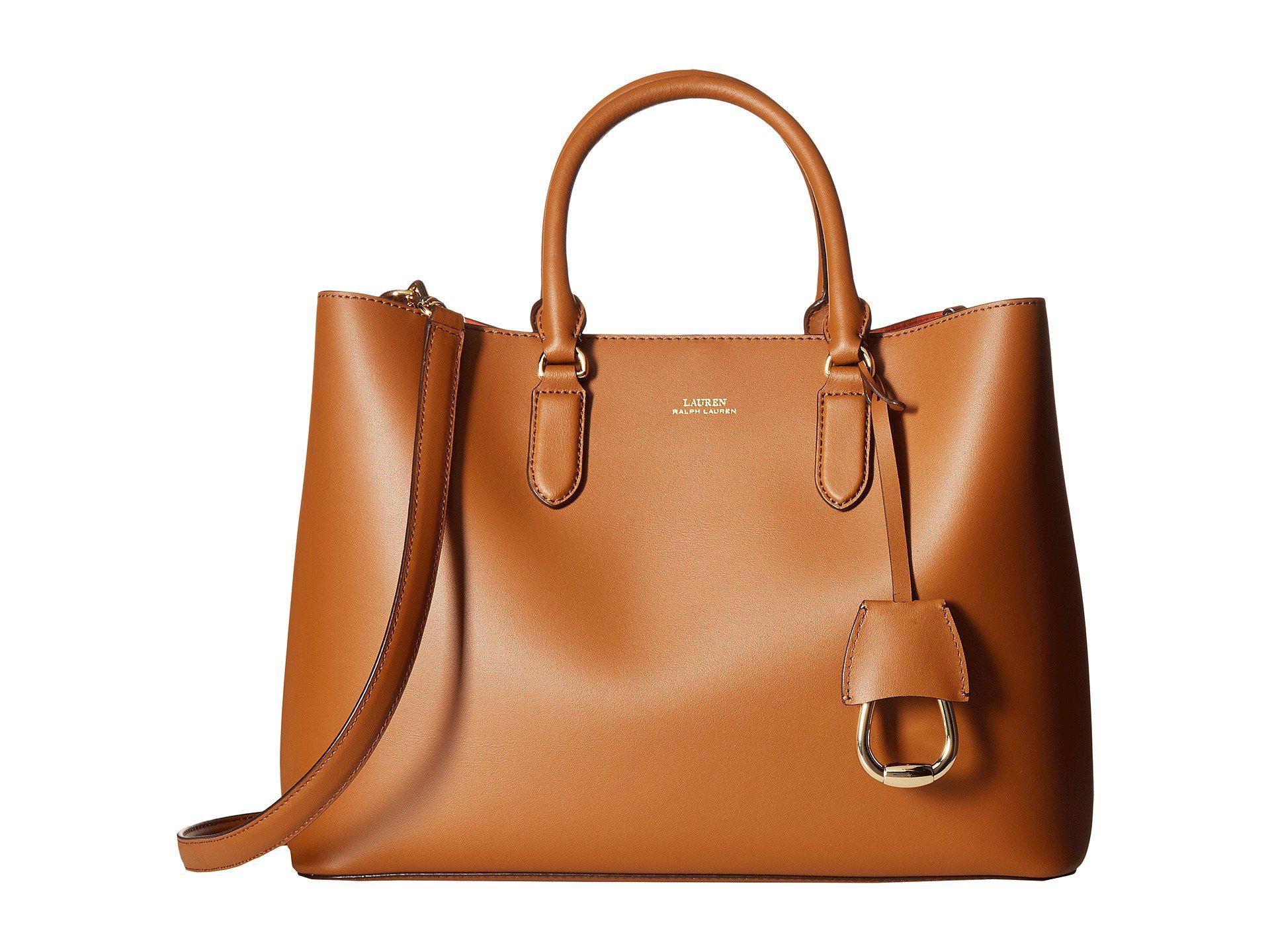 Lauren by Ralph Lauren Leather Dryden Marcy Satchel Large (field  Brown/orange) Satchel Handbags | Lyst