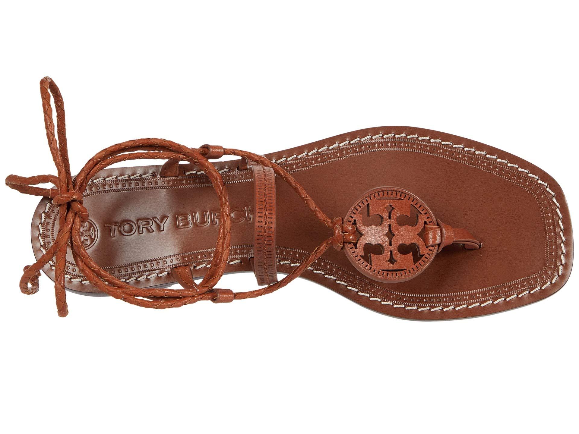 tory burch miller braided ankle tie logo sandal