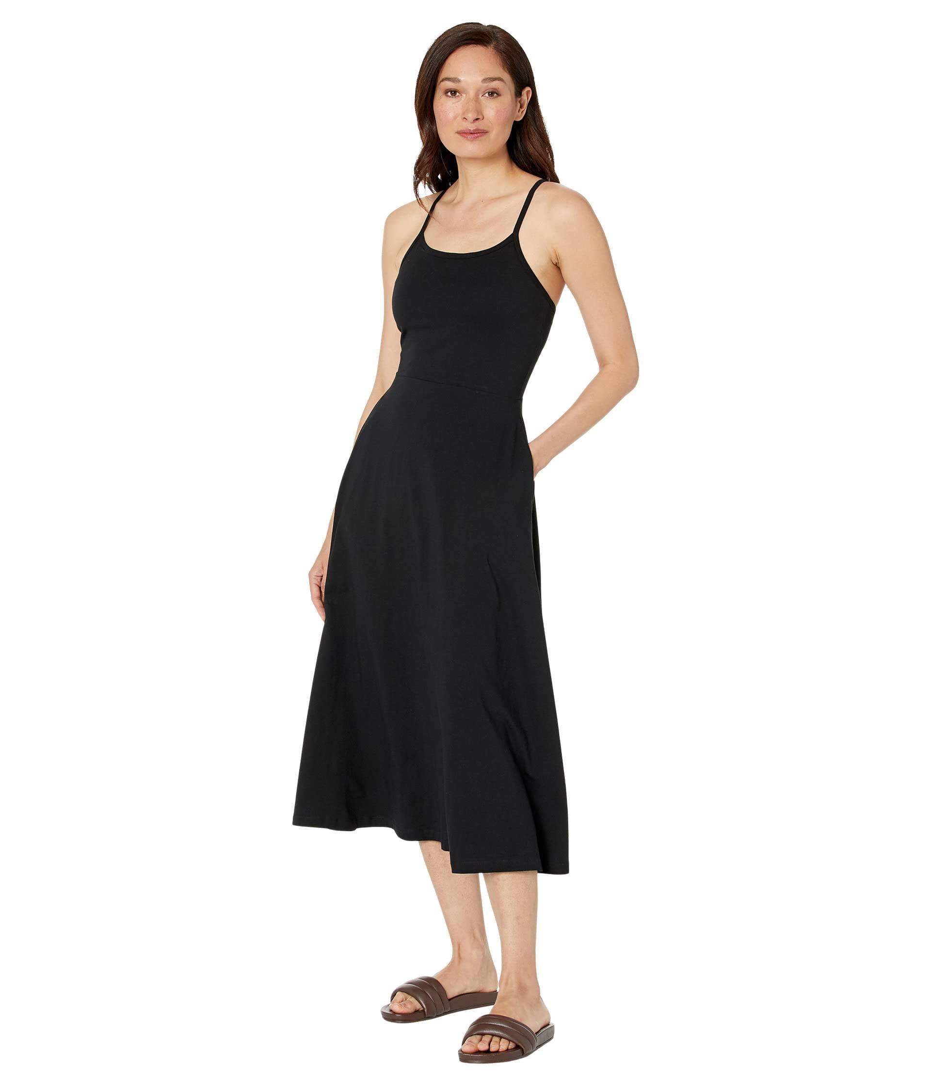 Pact Organic Cotton Fit-and-flare Midi Dress in Black | Lyst
